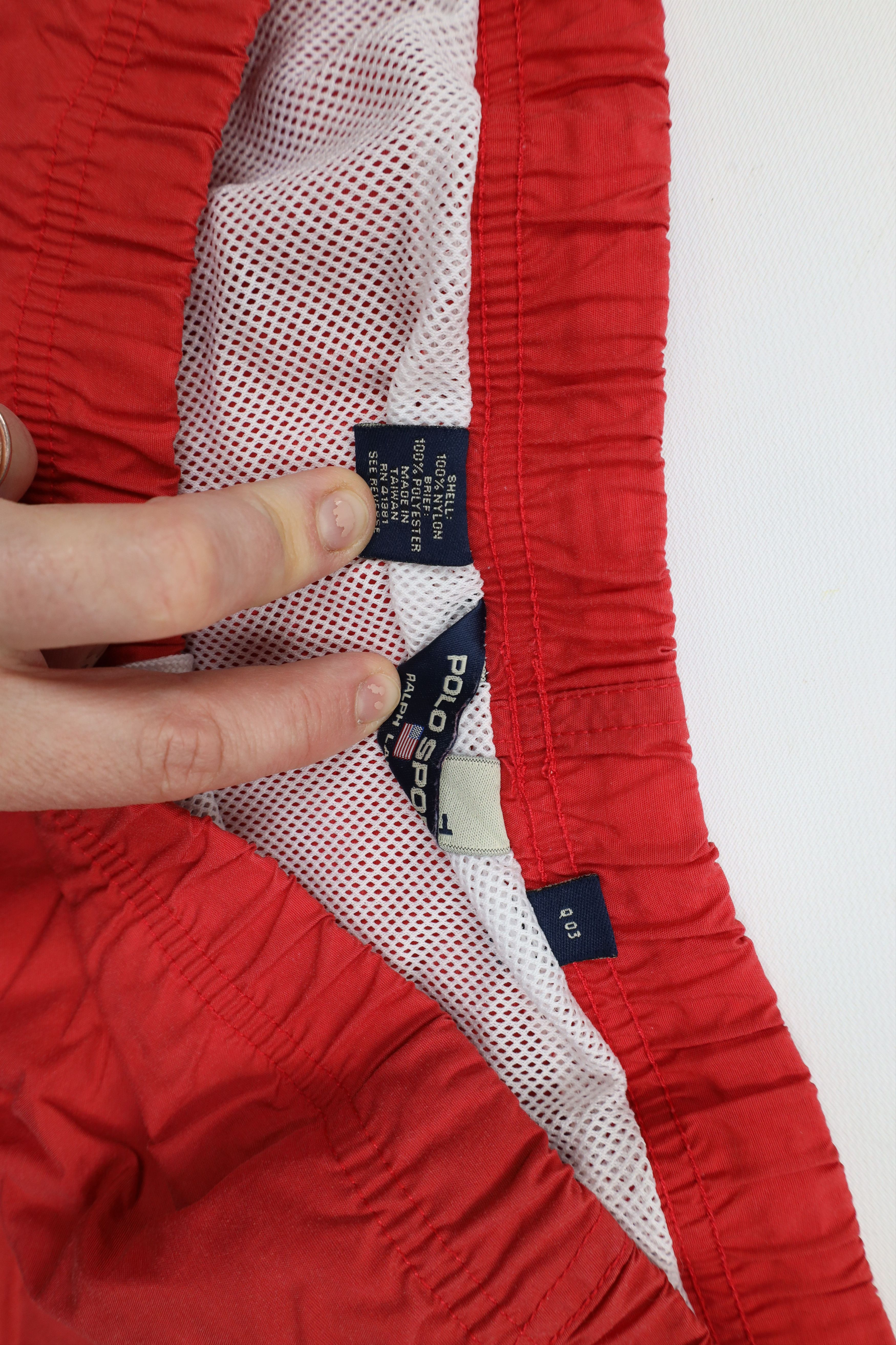 Ralph Lauren × Vintage Vintage 90s Polo Sport Ralph Lauren USA Flag Lined Shorts Size US 34 / EU 50 - 6 Thumbnail