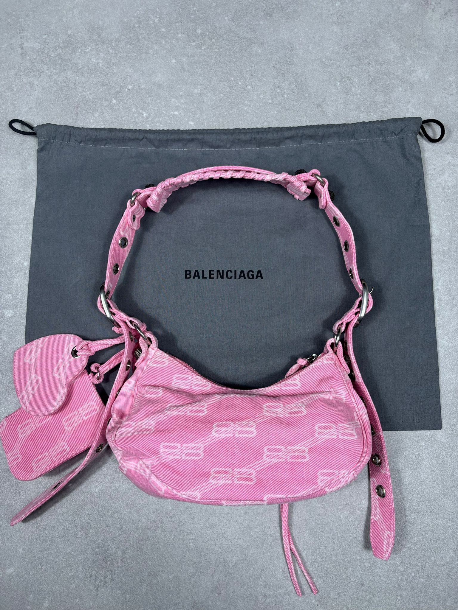 Balenciaga Balenciaga Le Cagole XS Denim Graffiti Pink Heart Mirror Size ONE SIZE - 7 Thumbnail