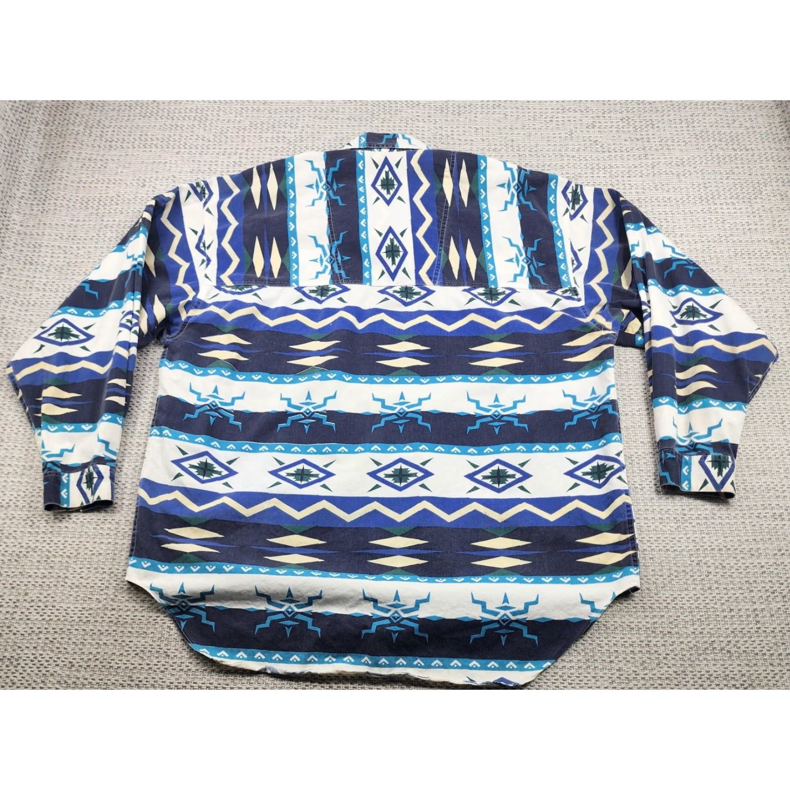 Vintage Motto Reddot Shirt Mens Large Blue Aztec Southwestern Button Up Western Shirt Size US XL / EU 56 / 4 - 5 Thumbnail