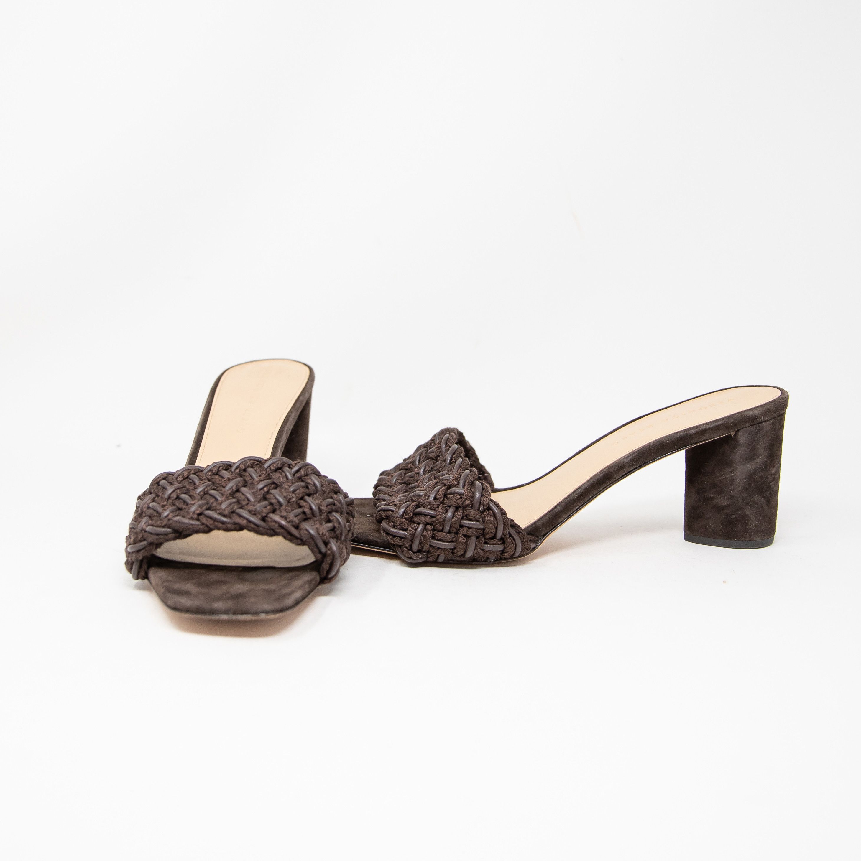 image of Veronica Beard Kerra Braided Woven Leather Shoes in Brown, Women's (Size 11)