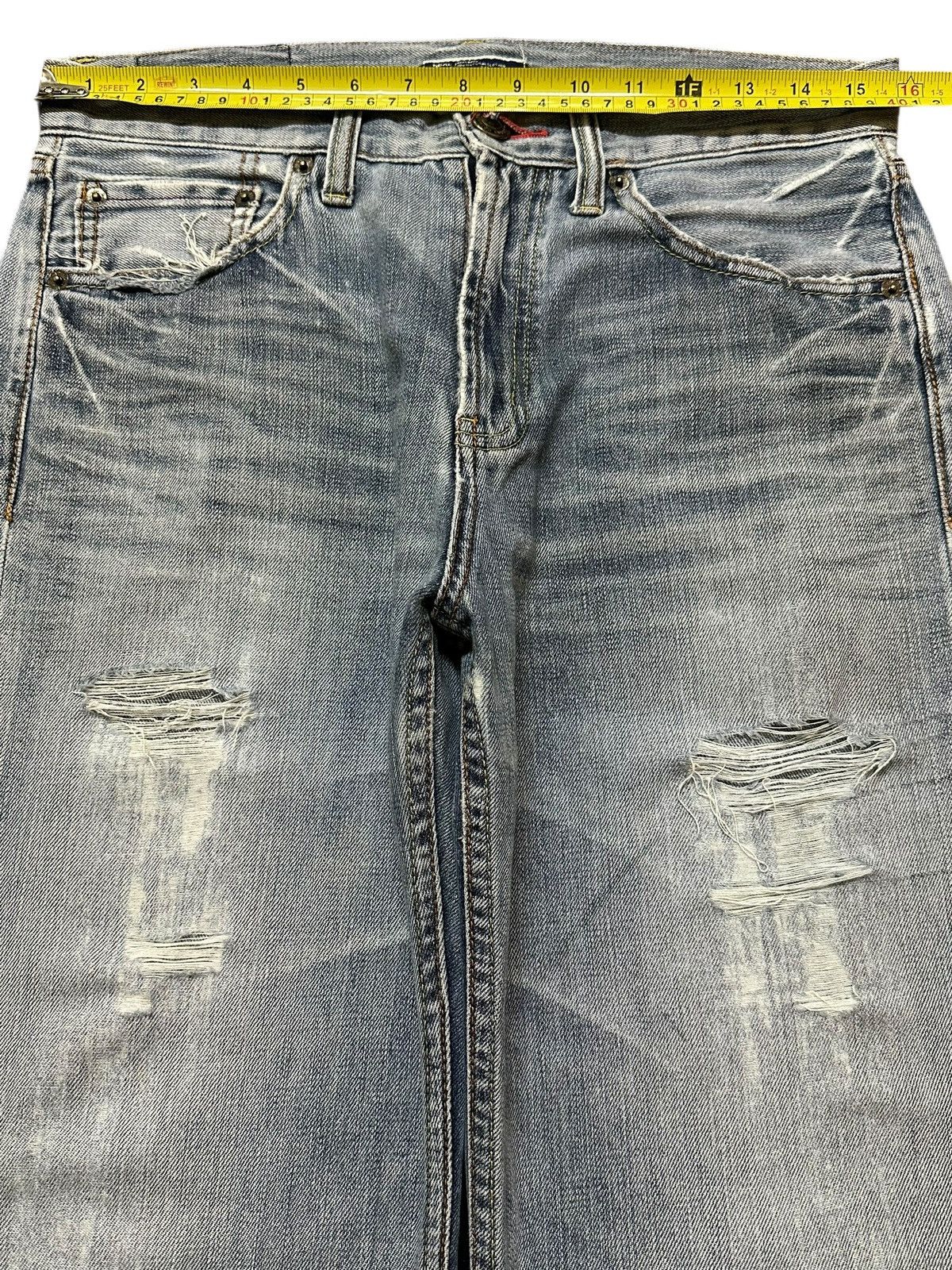 14th Addiction Vintage Japanese Brand Faded Wash Distress Loose Jeans Size US 31 - 11 Thumbnail