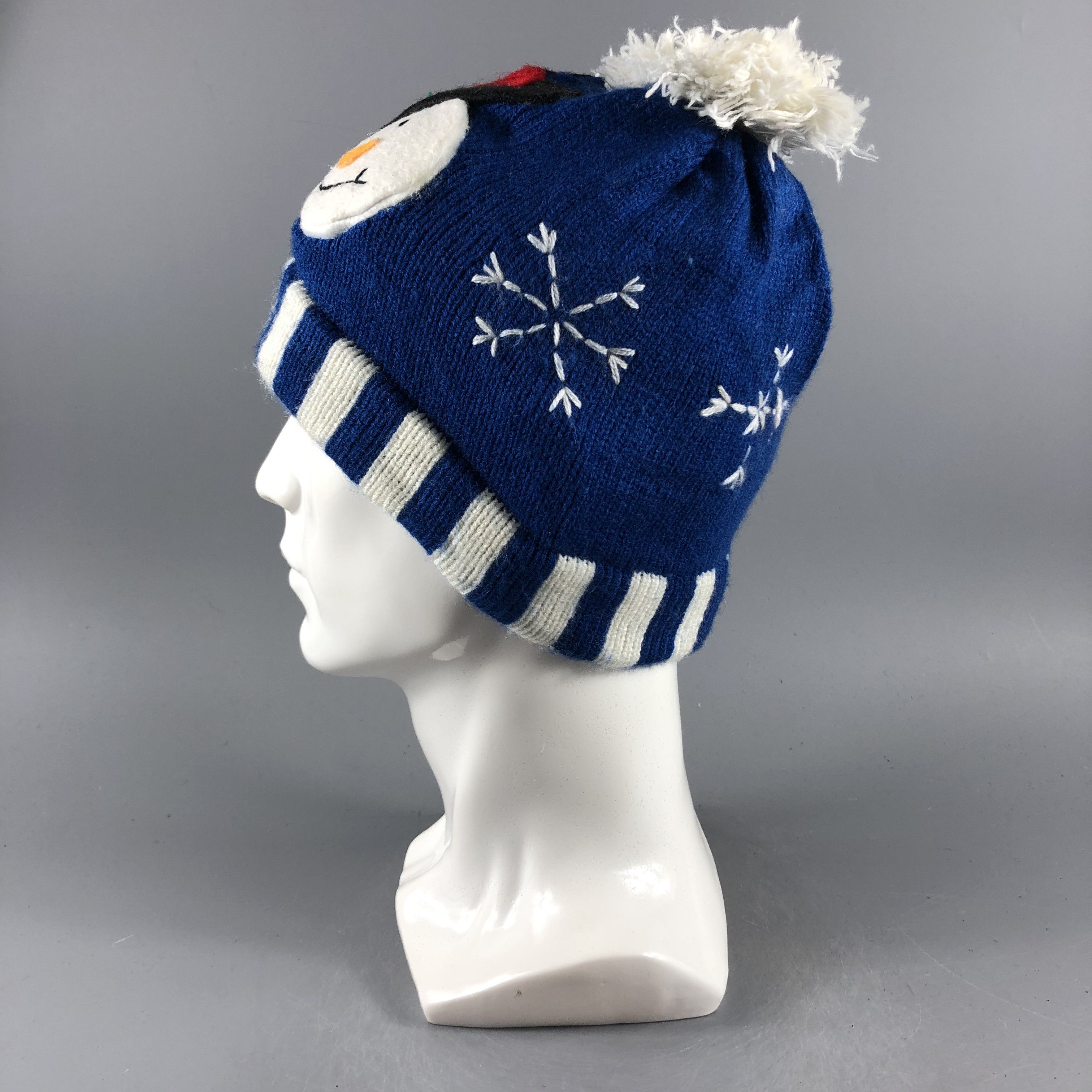 Vintage Christmas Bobble Beanie Snow Hat Snow Cap -D425 Size ONE SIZE - 2 Thumbnail