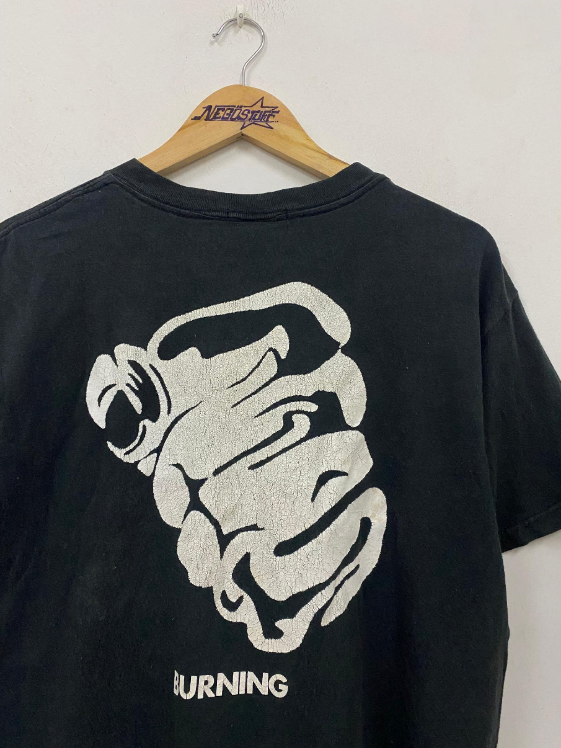 Vintage Vintage 90s "BURNING" NOAH Pro Wrestling promo t shirt Size US L / EU 52-54 / 3 - 6 Thumbnail