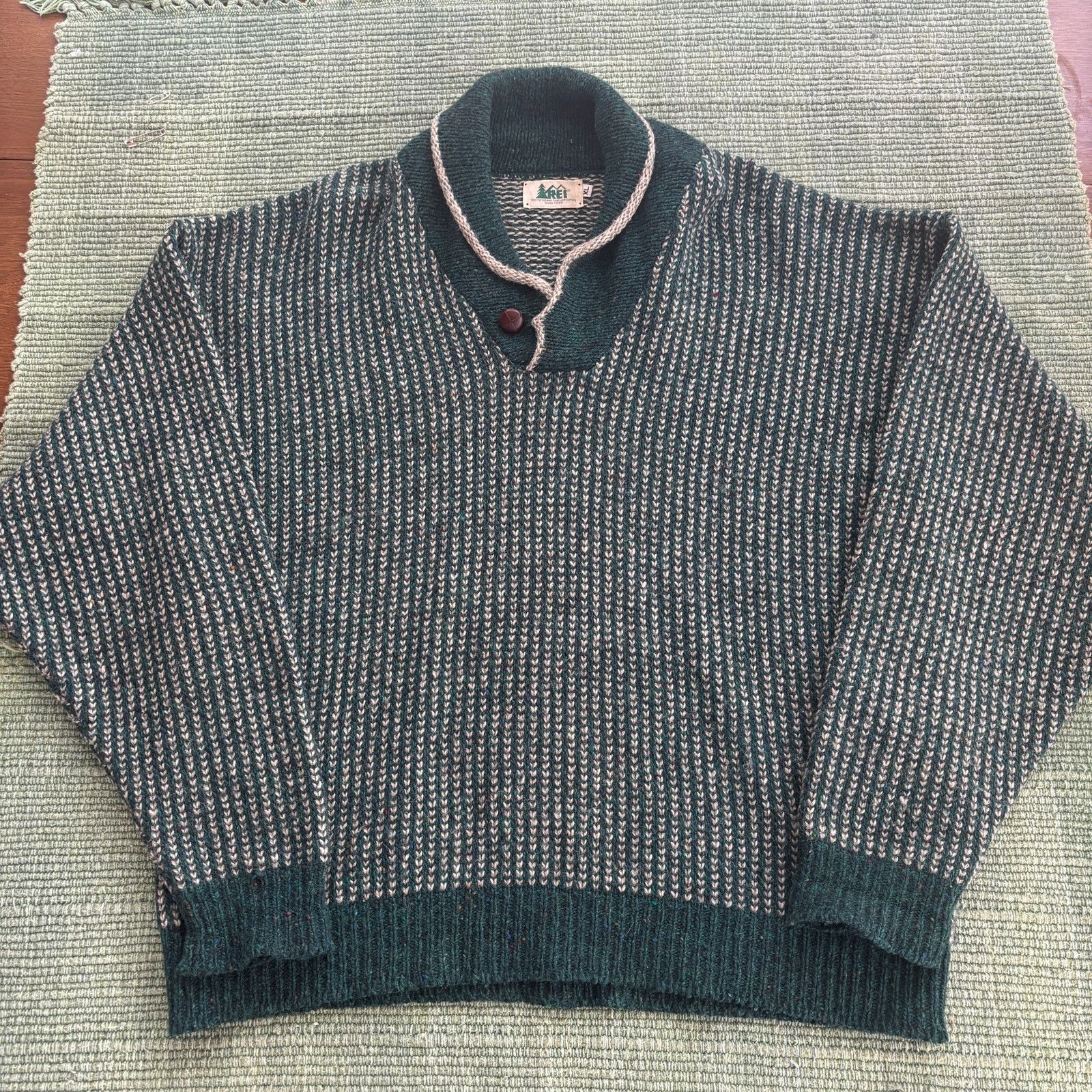 Rei × Vintage Vintage 1980s REI Wool Shawl Collar Gray Sweater Sz XL Size US L / EU 52-54 / 3 - 1 Thumbnail