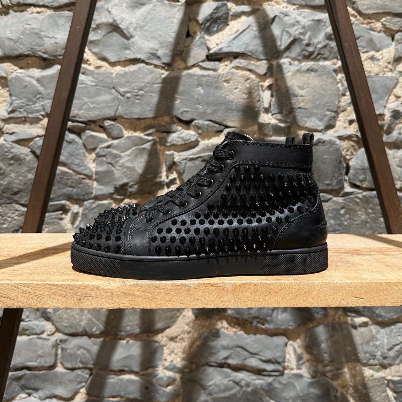 Christian Louboutin Christian Louboutin Black Leather Louis Spikes Sneakers Size US 8 / EU 41 - 8 Thumbnail