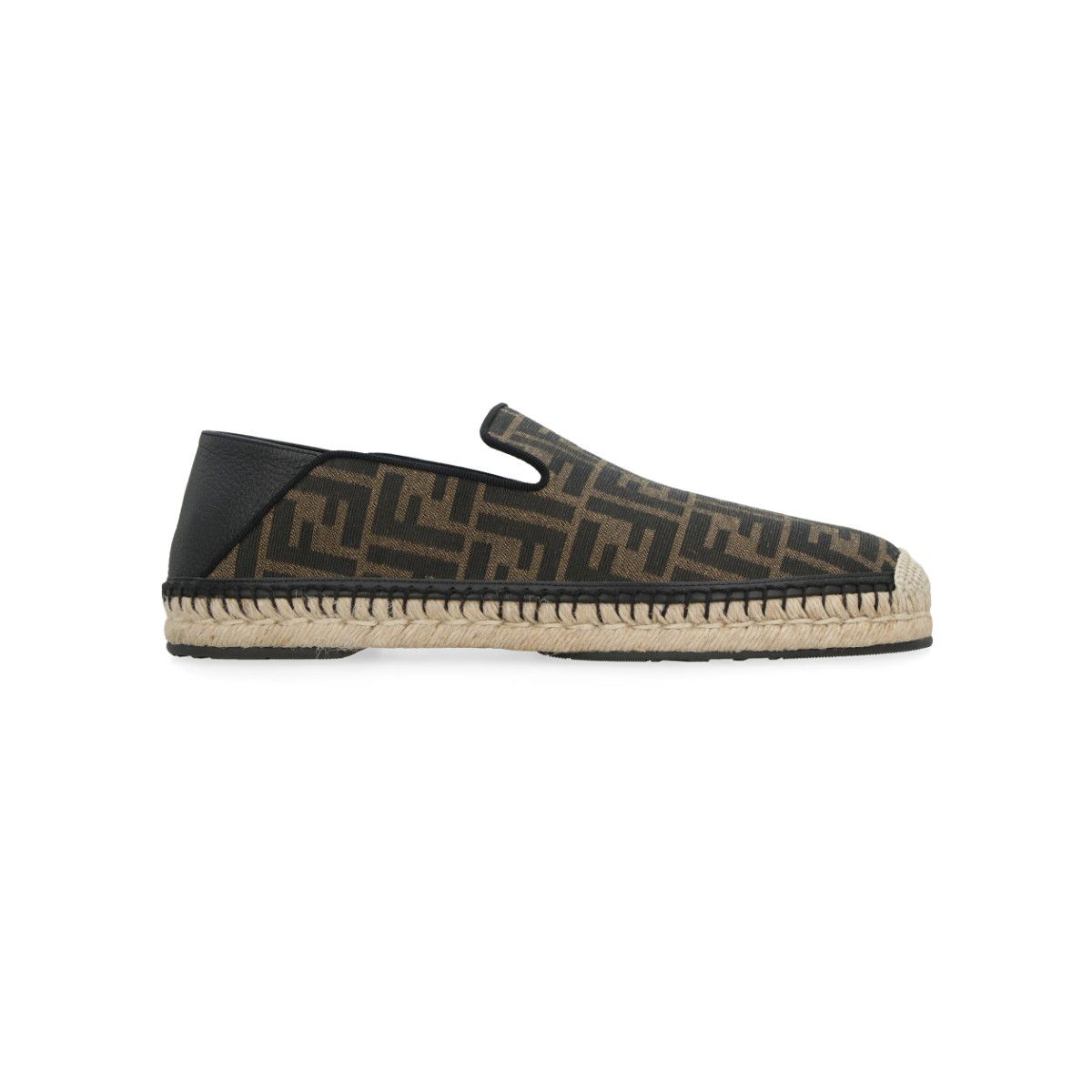 os11x0824 Ff Logo Print Espadrilles in Dark Brown