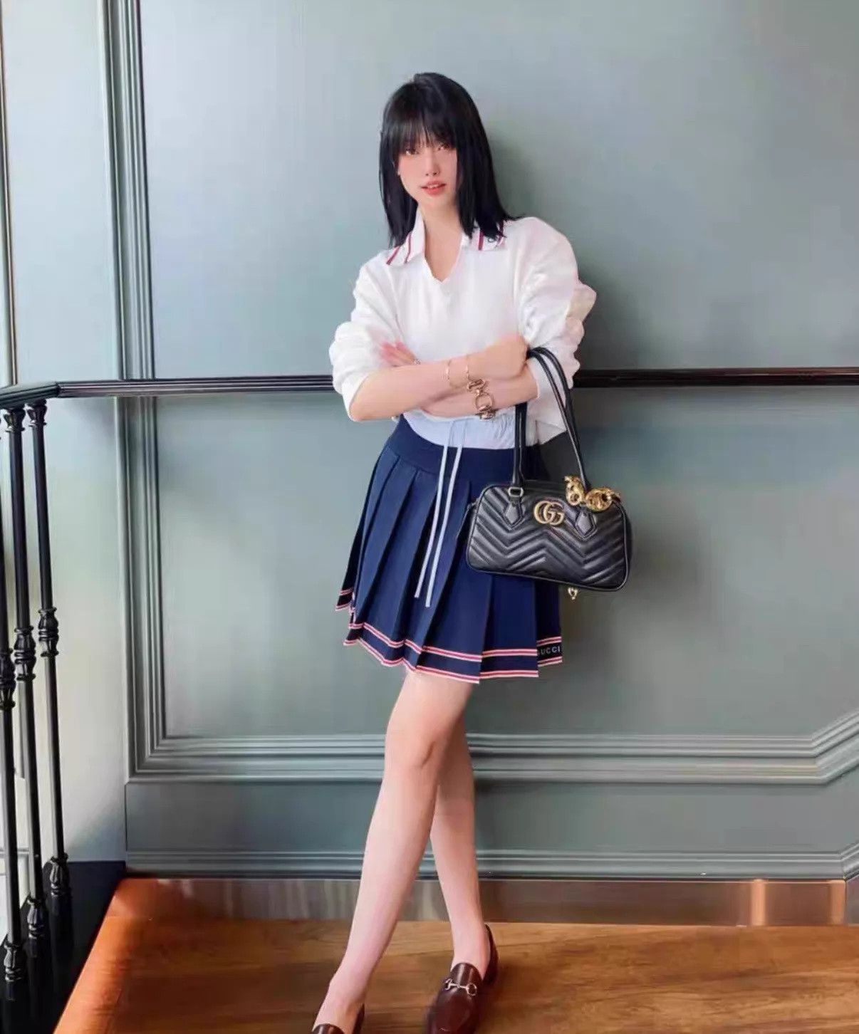 Gucci Gucci Navy Blue Pleated Skirt XS 35 Size 25" / US 0 / IT 36 - 7 Thumbnail