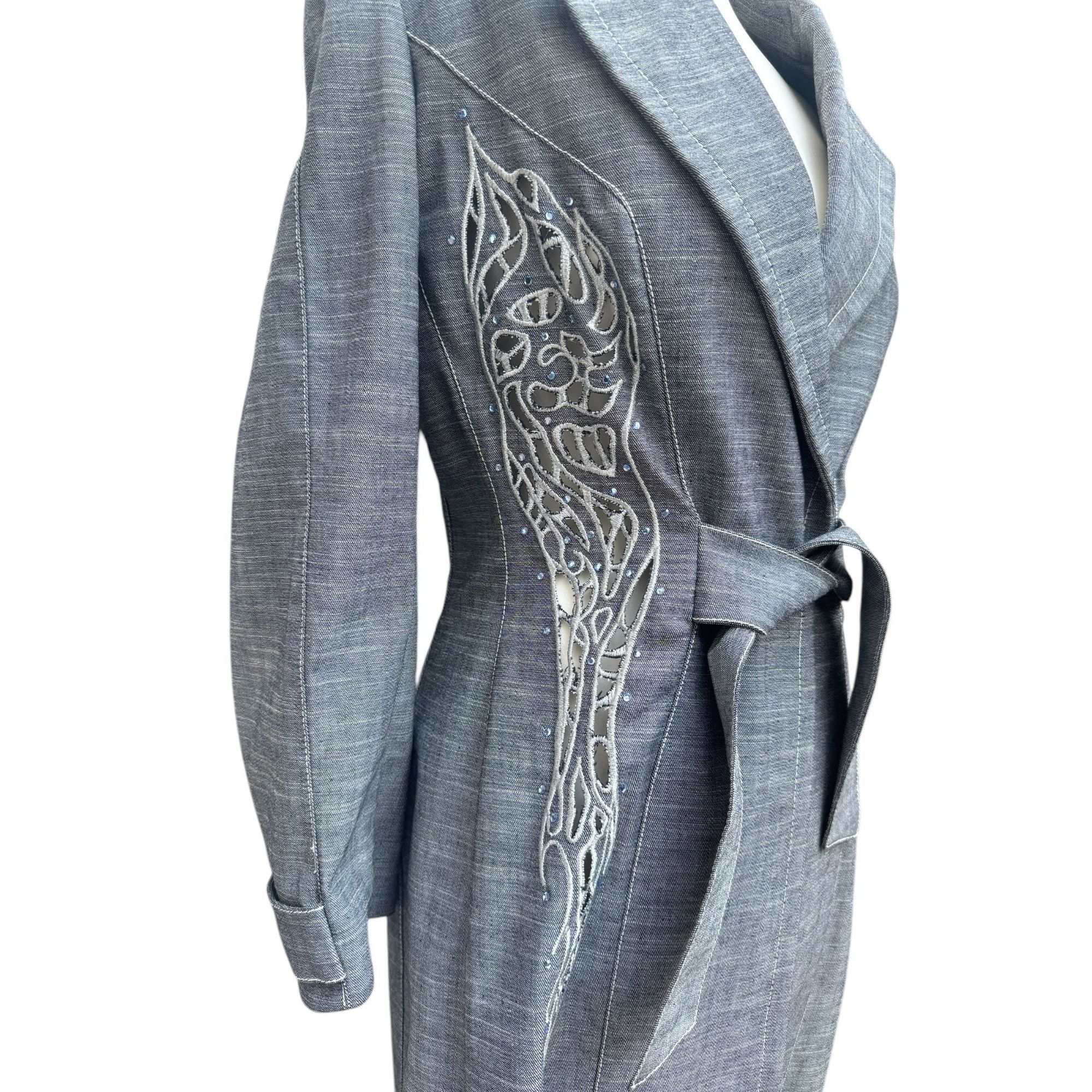 Thierry Mugler Vintage Grey Denim Twin Set Size M / US 6-8 / IT 42-44 - 4 Thumbnail