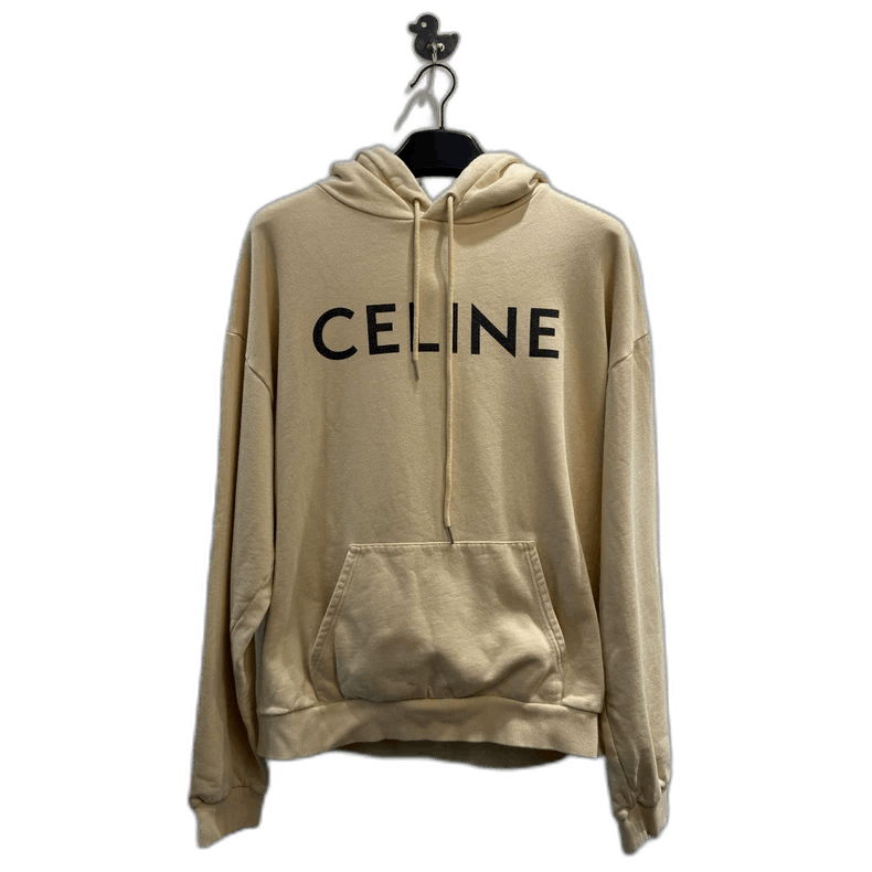 Celine Logo Hooded Sweatshirt Champagne Color