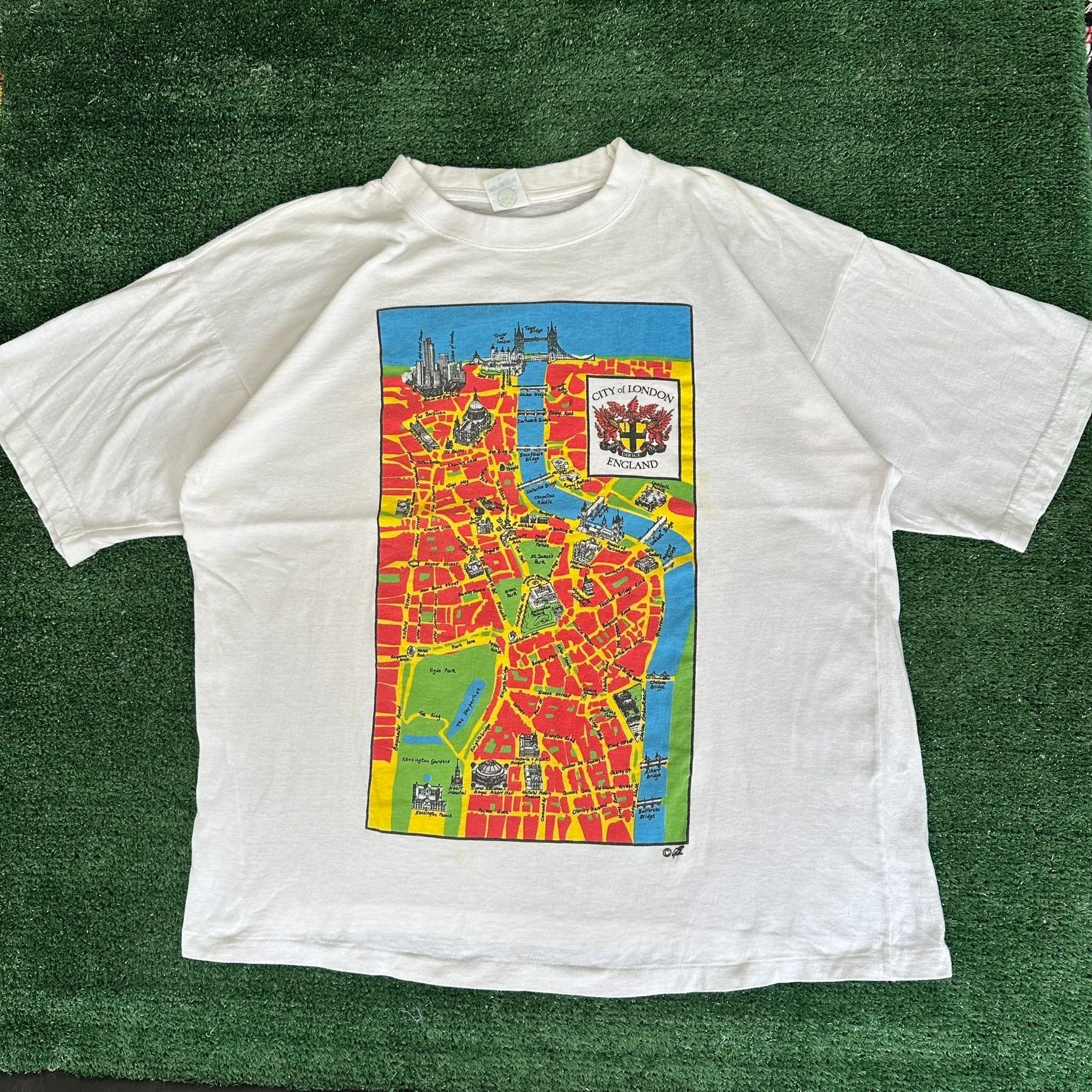 Vintage Vintage 90s London England Map T-Shirt Single Stitch White X Size US XL / EU 56 / 4 - 1 Thumbnail