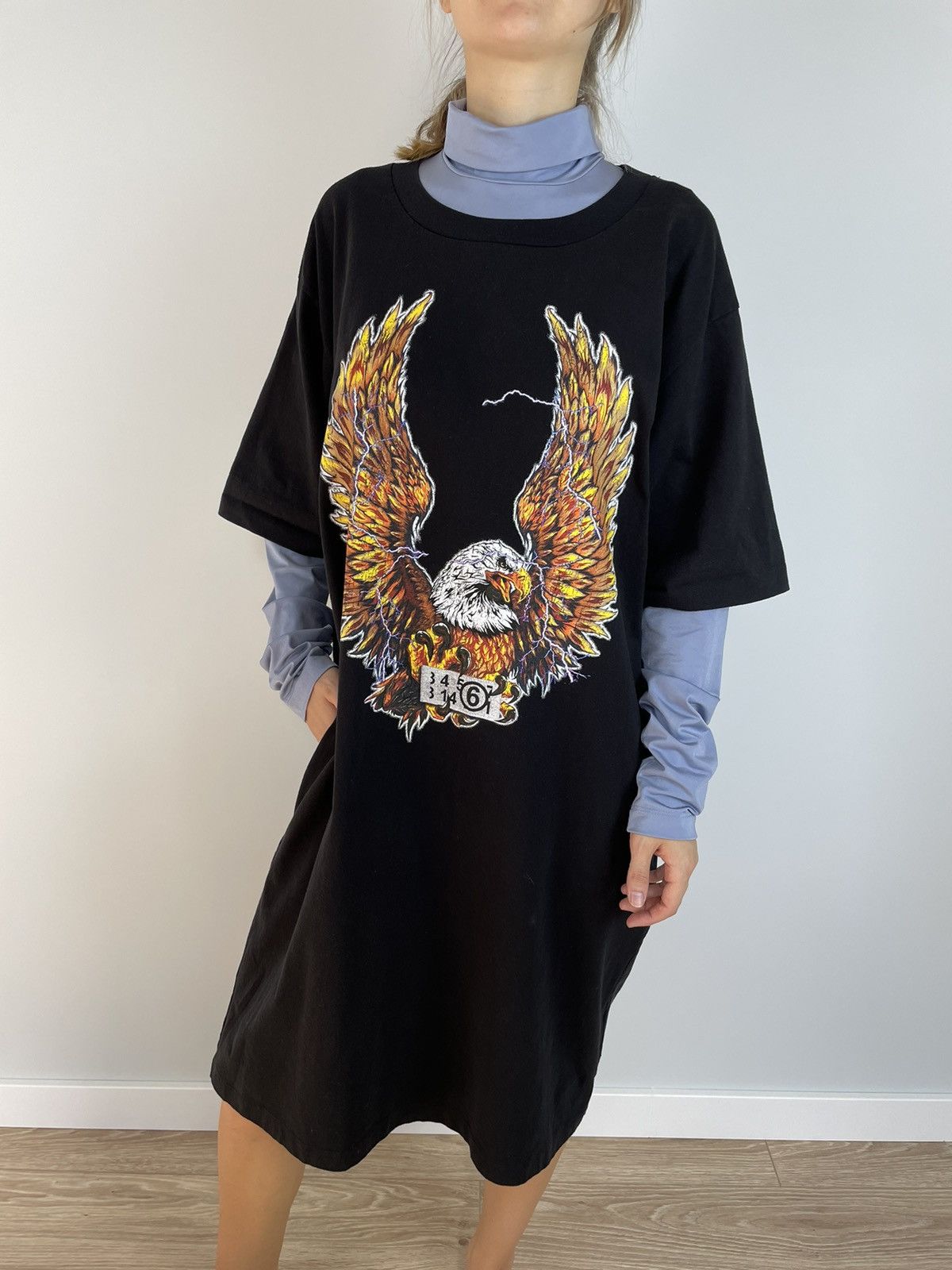 image of Hard To Find Maison Margiela Mm6 Dress Sweater Long Os Eagle in Black, Women's