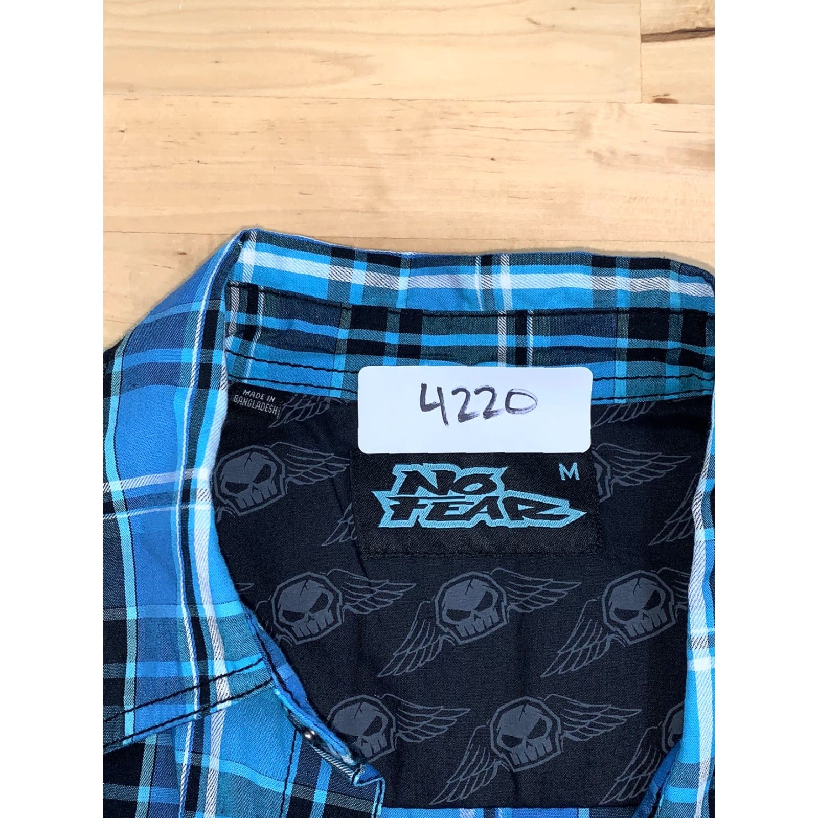 No Fear No Fear Blue Plaid Button-Up Short Sleeve M Pearl Snap Mens Shirt Regular Size M Blue Size US 31 - 3 Thumbnail