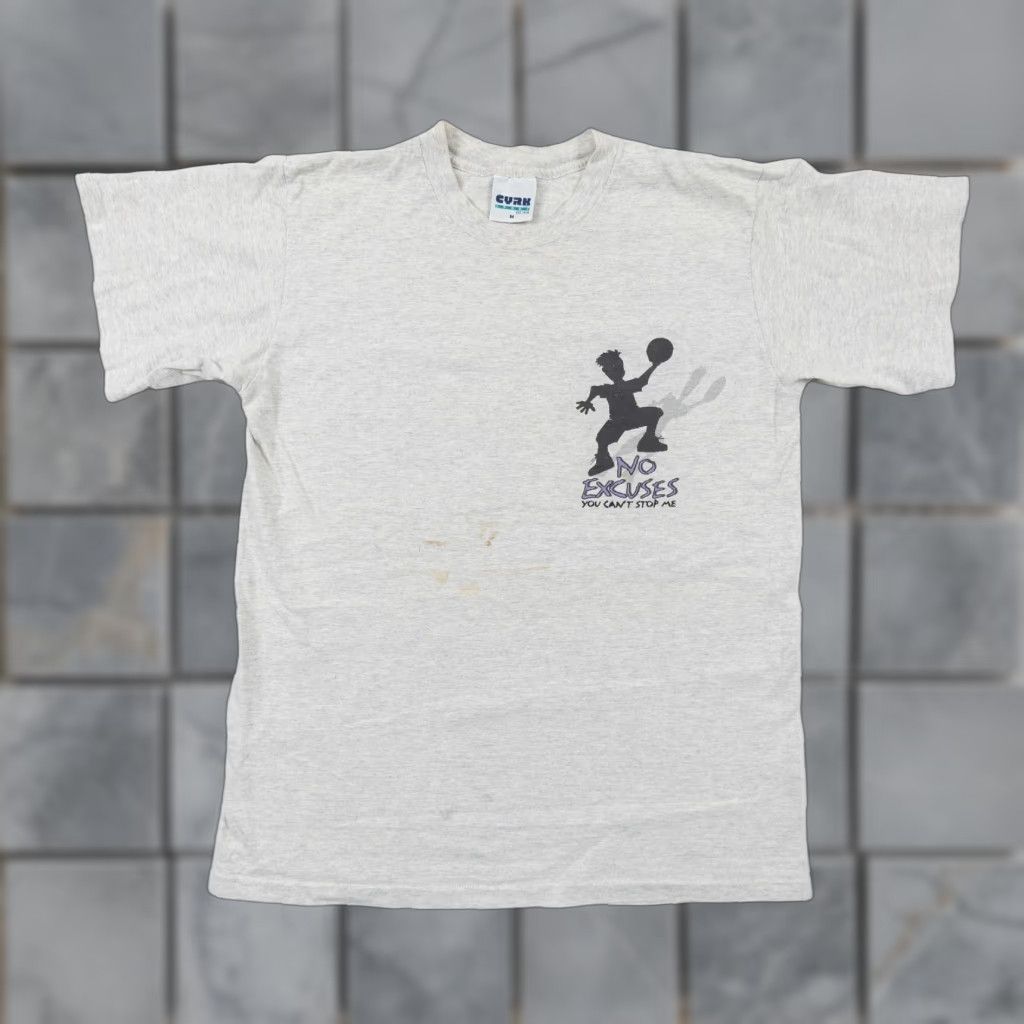 Vintage VINTAGE CYRK No Excuses Basketball Shirt Adult Medium Gray 90s Graphic Tee Mens Size US M / EU 48-50 / 2 - 1 Thumbnail