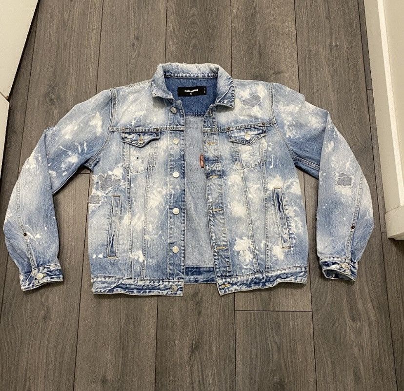 Dsquared2 Dsquared2 Dan Distressed White Paint Wash Jean Jacket Size US M / EU 48-50 / 2 - 2 Thumbnail