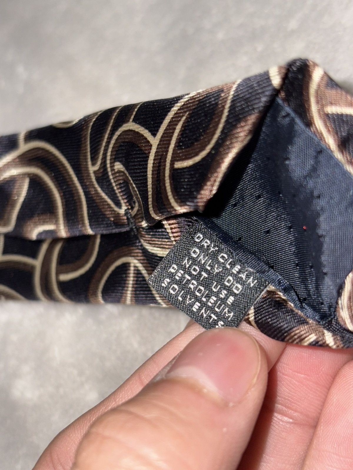 Yves Saint Laurent YSL Rive Gauche Silk Tie Vintage Y2k 90s pattern brown beige Size ONE SIZE - 6 Thumbnail