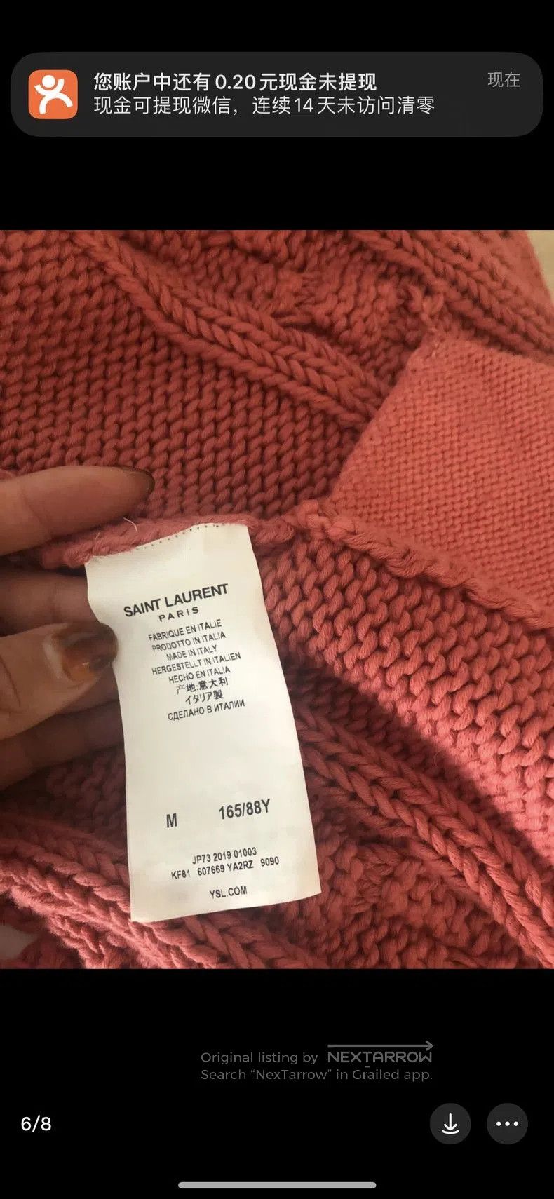 Saint Laurent Paris Saint Laurent Gradient Pink Hooded Cardigan. Size M / US 6-8 / IT 42-44 - 7 Thumbnail