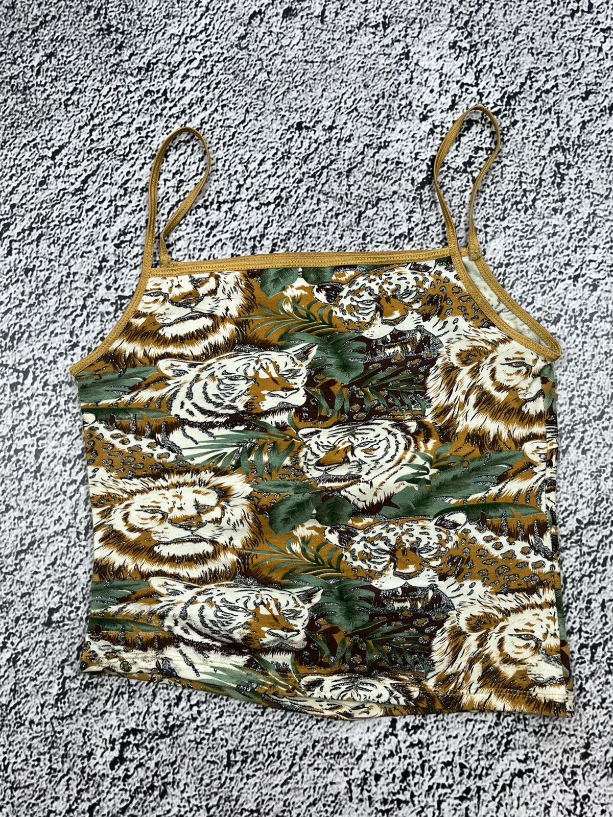 Vintage Cavalli Vibe tiger glitter glamour crop top size M