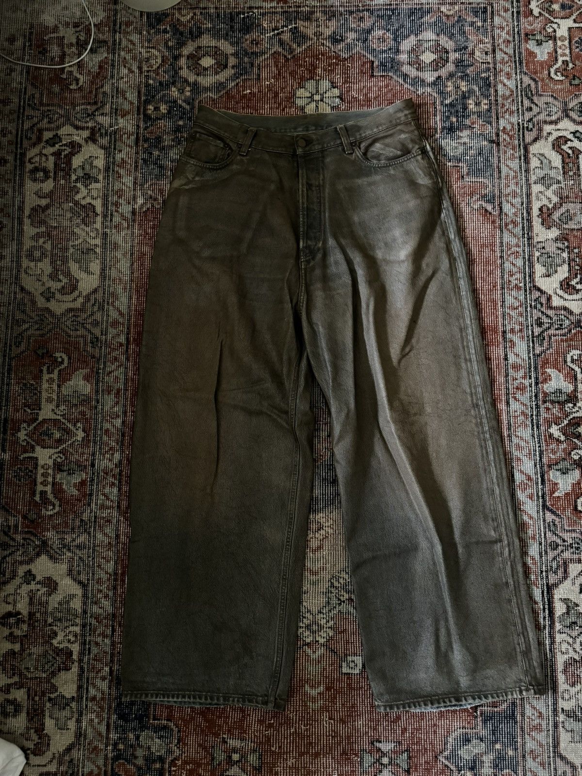 Pre-owned Acne Studios Oil Dipped Super Baggy Denim In Brown