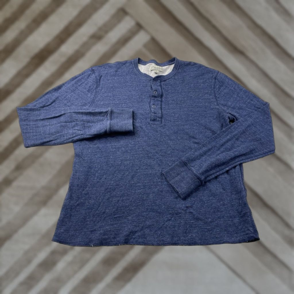 J.Crew J.CREW Shirt Mens Medium Blue Knit Henley Long Sleeve 100% Cotton Double Faced Regular Fit Size US M / EU 48-50 / 2 - 1 Thumbnail