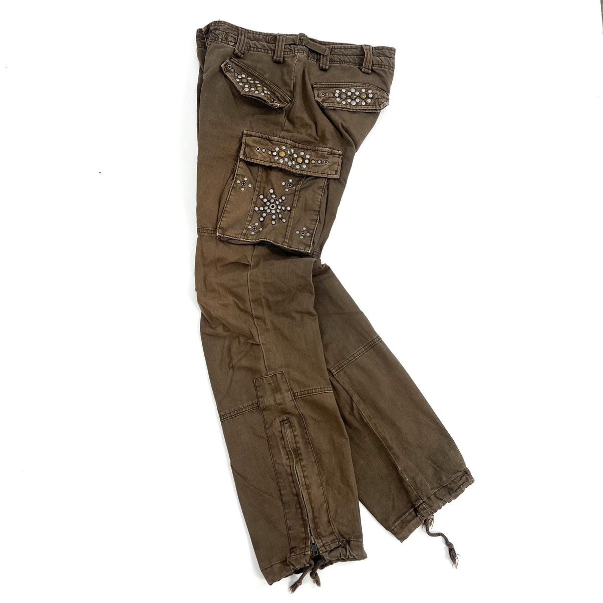 If Six Was Nine 2000s Crazy Bondage Studded Cargo Pants Lgb Goa Punks Style Size US 33 - 5 Thumbnail
