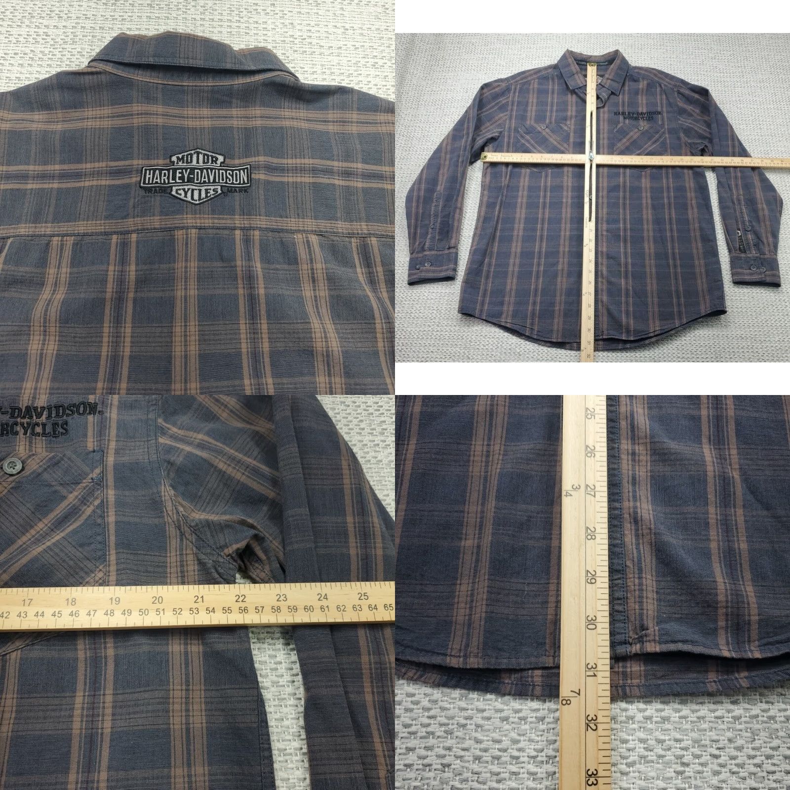 Harley Davidson Harley-Davidson Shirt Mens M Plaid Long Sleeve Button-Up Embroidered Bike Casual Size US M / EU 48-50 / 2 - 8 Thumbnail