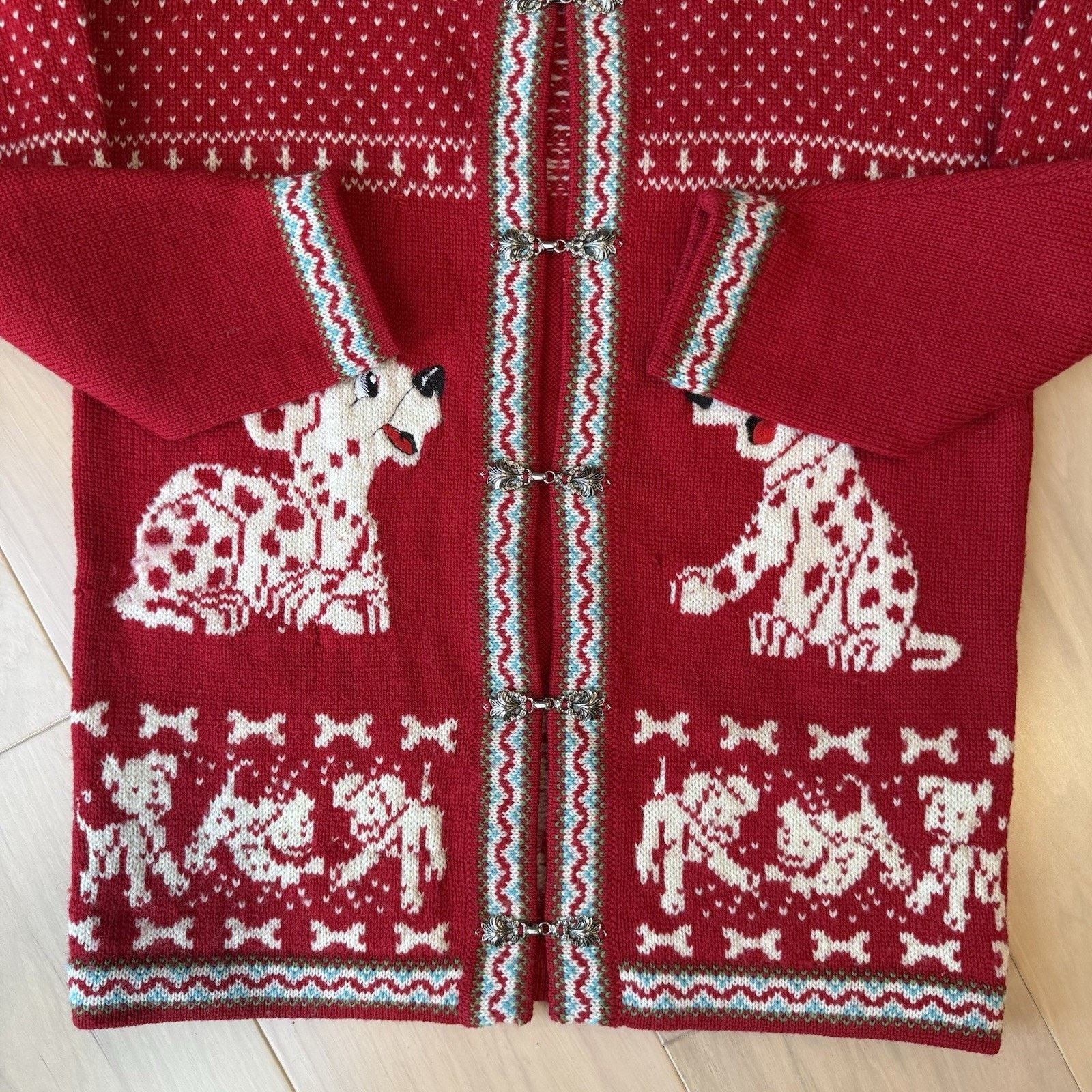 Vintage Vintage Dalmatians Cardigan Women's Small Red Wool Nordic Size S / US 4 / IT 40 - 7 Thumbnail