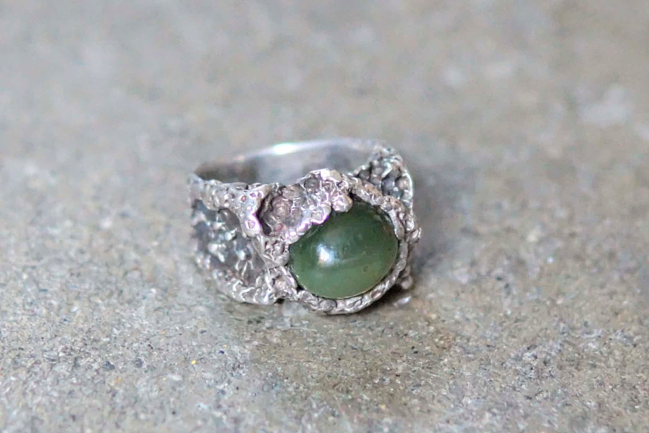 Jewelry Vintage Sterling Silver Ring 8.25 Brutalist Avant Garde Size ONE SIZE - 15 Thumbnail