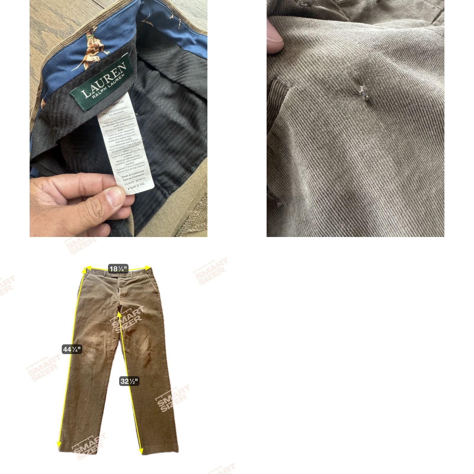 Ralph Lauren LAUREN RALPH LAUREN Flat Front Corduroy Pants MENS 36Wx34L Brown Bootcut Size US 36 / EU 52 - 9 Thumbnail