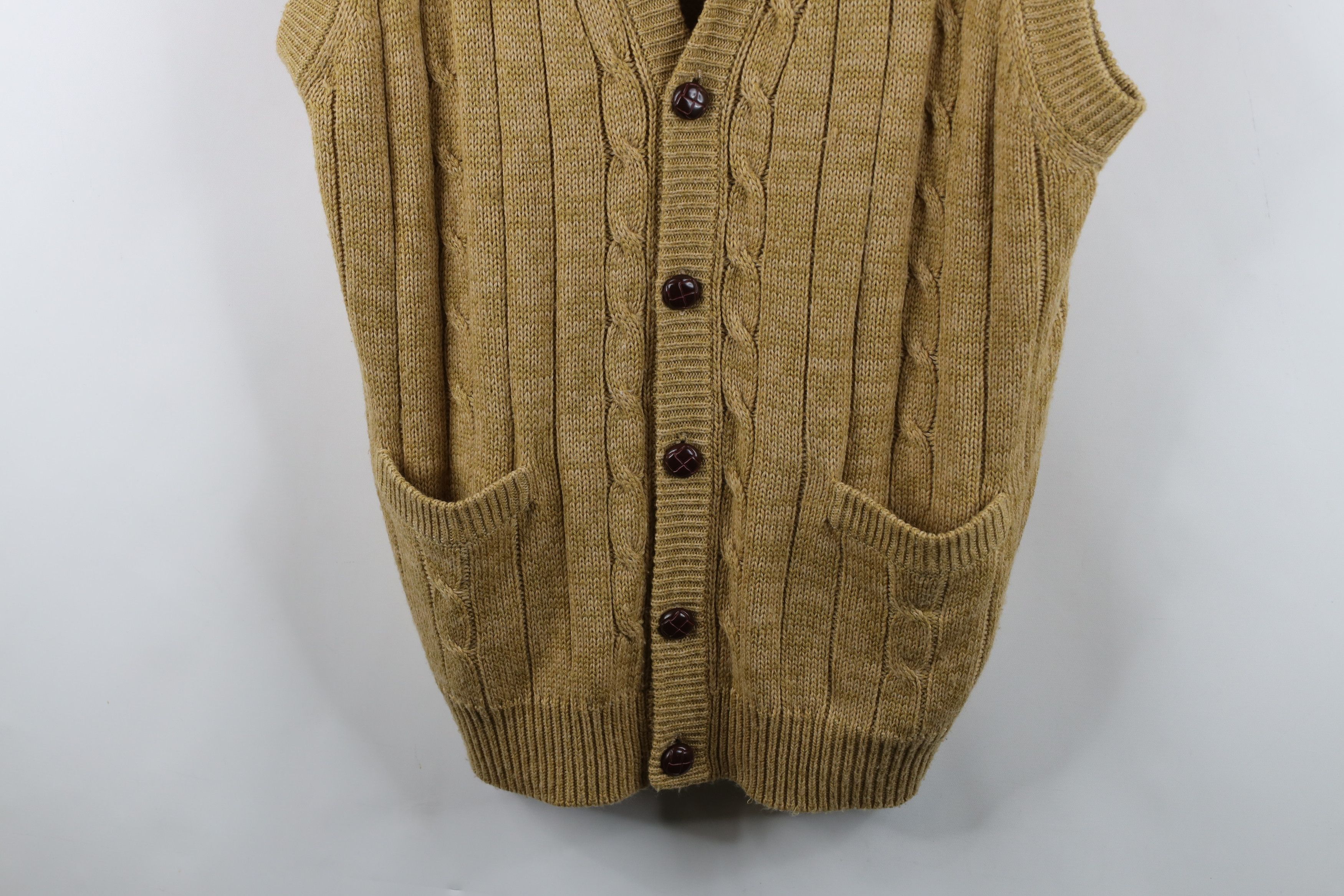 Vintage Vintage 90s Streetwear Cable Knit Cardigan Sweater Vest Size US XL / EU 56 / 4 - 3 Thumbnail