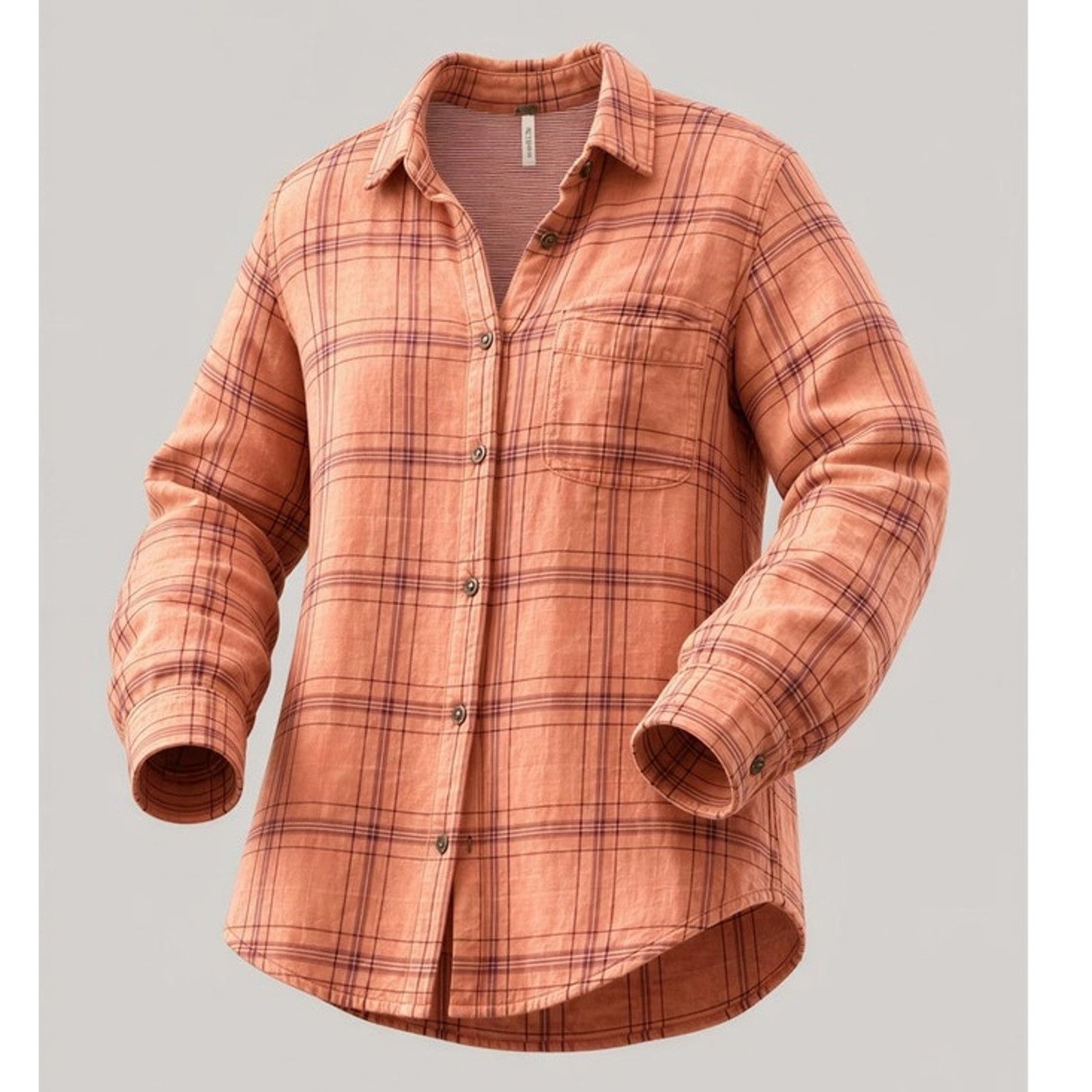 Free People Free People Overshirt Womens Small Orange Plaid Button Front Size S / US 4 / IT 40 - 1 Thumbnail