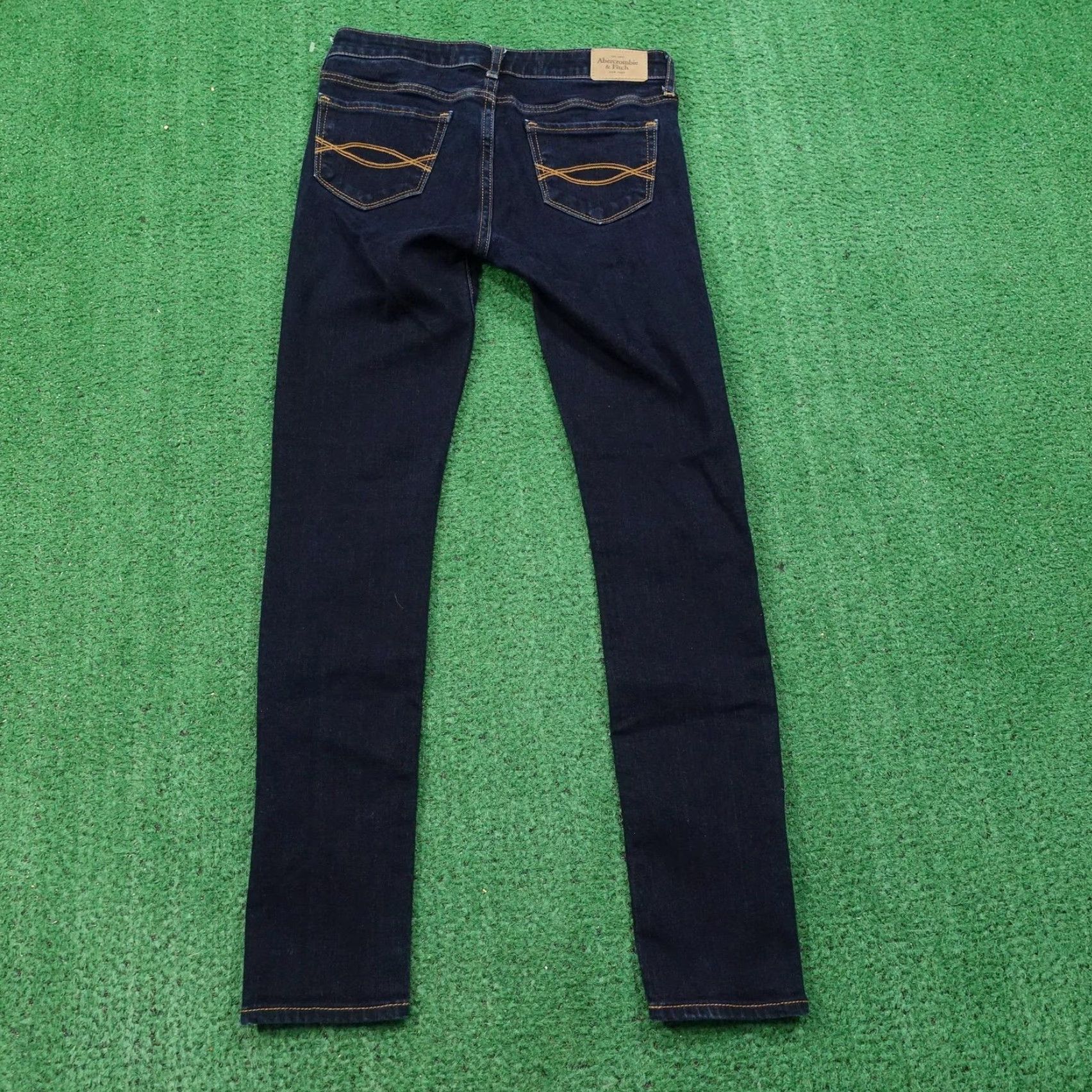 Abercrombie & Fitch Abercrombie & Fitch Jeans Womens 00S Dark Wash A&F Super Skinny Stretch Denim Zip Pocket Embroidered Logo Slim Size 24" / US 00 / IT 34 - 4 Thumbnail