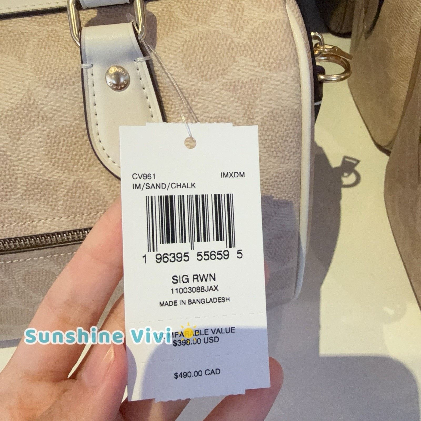 Coach NWT Coach Rowan Satchel Bag CV961 Gold/Sand/Chalk Size ONE SIZE - 3 Thumbnail
