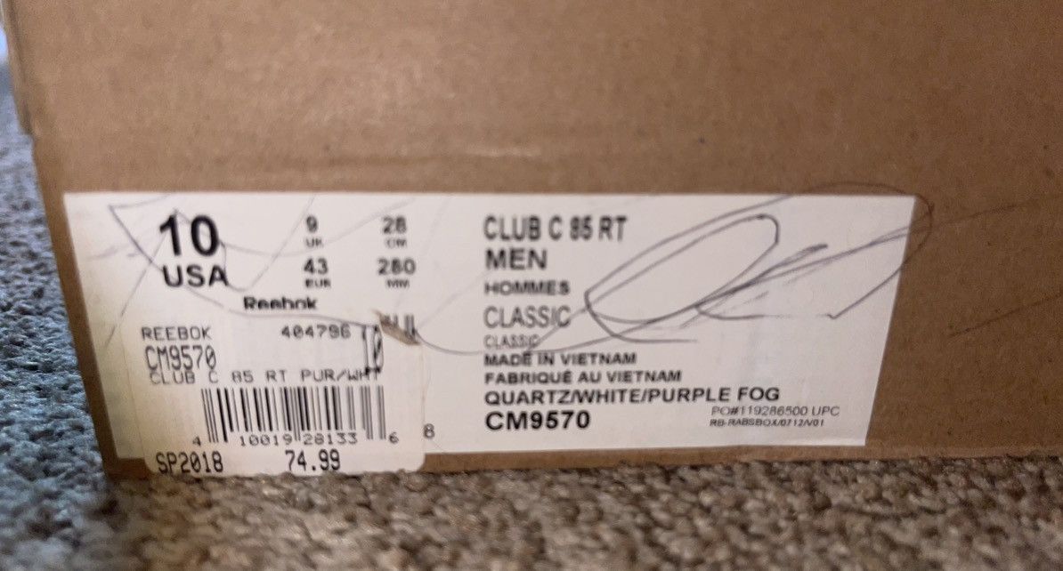 Reebok REEBOK CLASSIC CLUB 85 RT CM9570 PURPLE FOG SIZE 10 Size US 10 / EU 43 - 8 Thumbnail