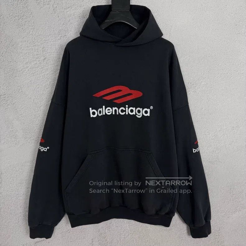 Balenciaga 3B Letter Logo Printed Hooded Casual Sweatshirt