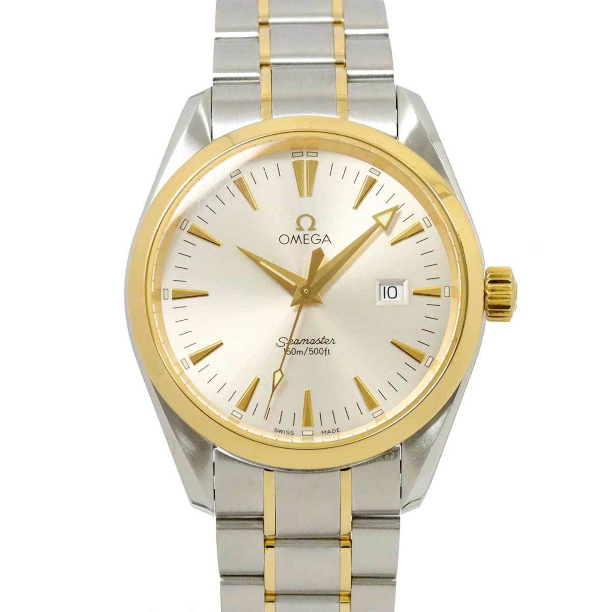 Omega Seamaster Aqua Terra Combi 2317 30 Men's Watch Date Silver Yg Yellow Gold Quartz
