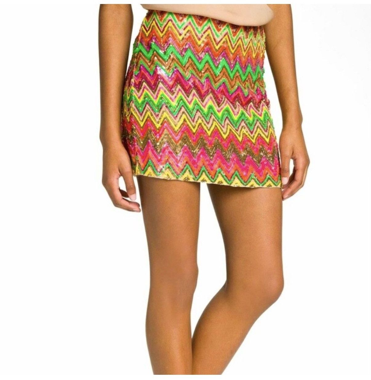 Haute Hippie Haute Hippie Multicolored Chevron Mini Skirt Size Medium Size 30" / US 8 / IT 44 - 1 Thumbnail