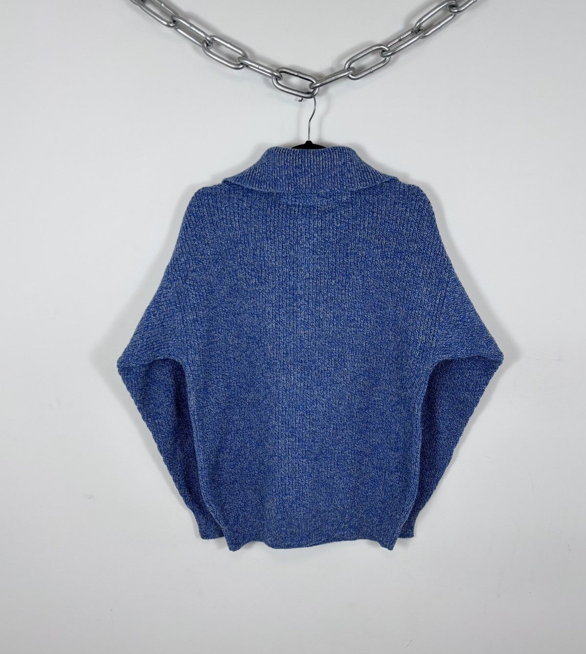 Vintage Vintage Tycesa Spanish Men’s Blue Collared Wool Knit Sweater Size US M / EU 48-50 / 2 - 2 Thumbnail