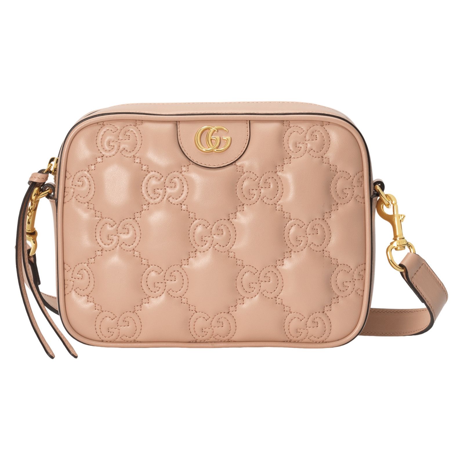 GUCCI GG Matelasse Small Rose Beige Leather Shoulder Bag New