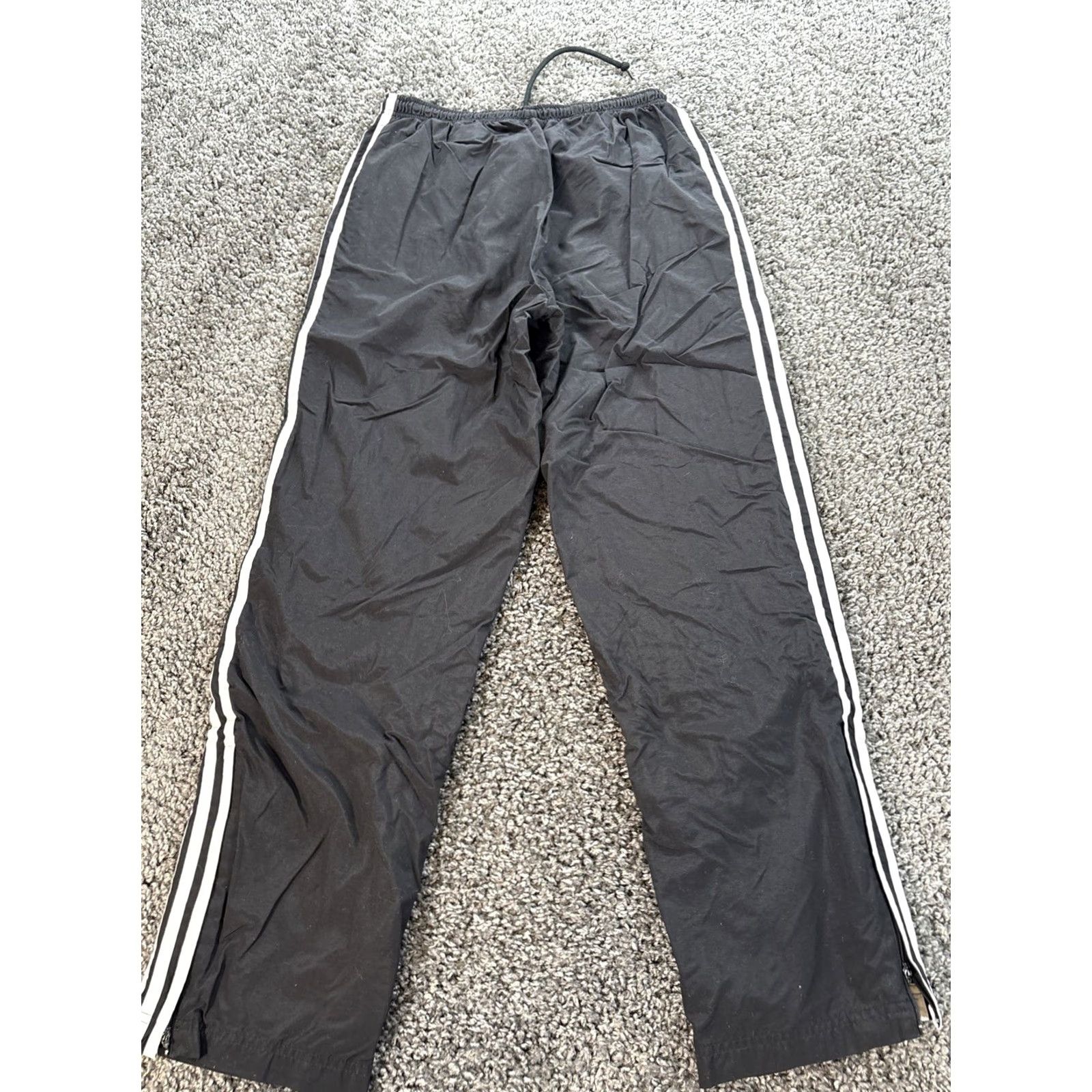 Adidas VINTAGE adidas Track Pants Mens M Black Pockets 70s Baggy Warm Ups Basketball Tightening Drawstring Size US 31 - 6 Thumbnail