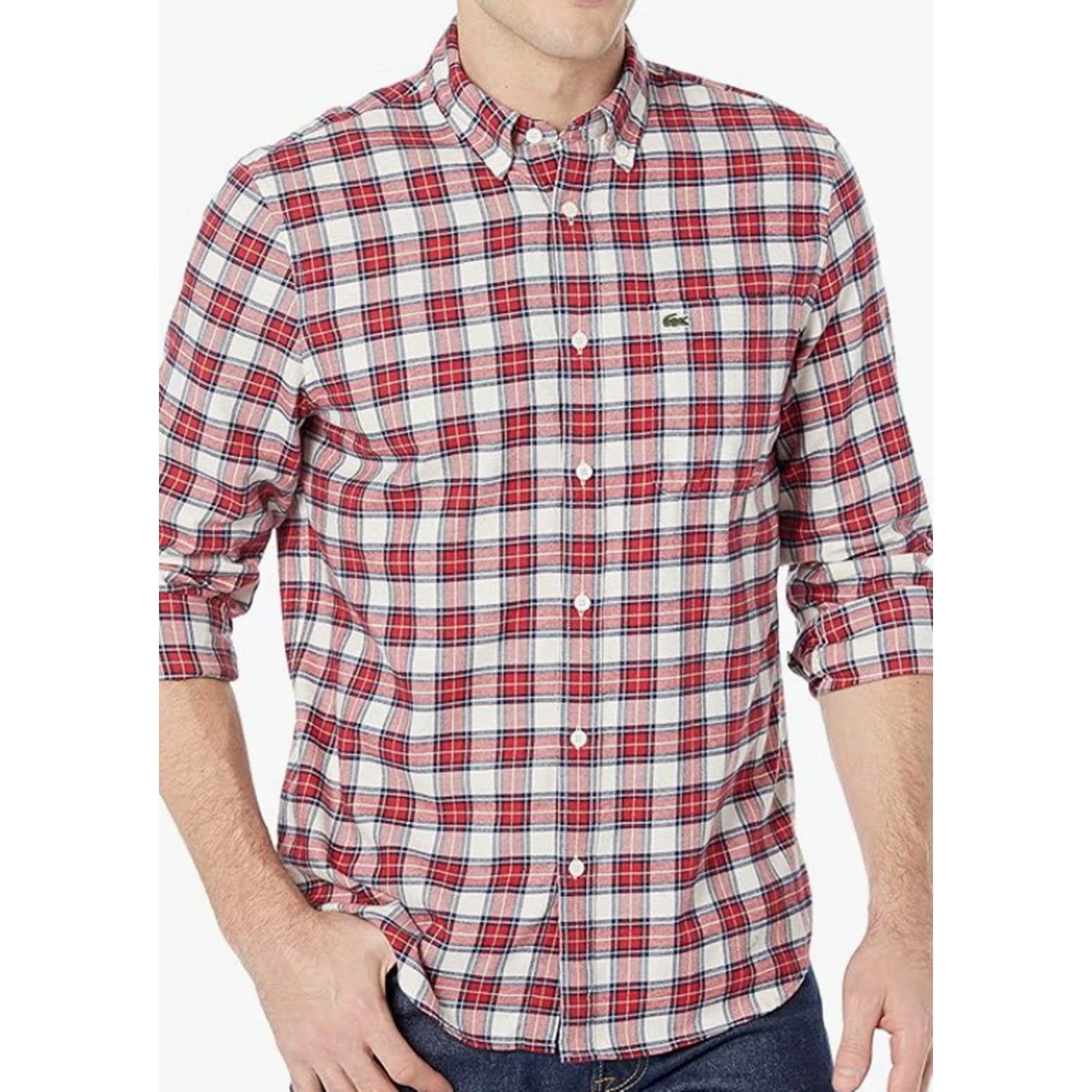 Lacoste Men's Classic Long Sleeve Checkered Woven Shirt XL