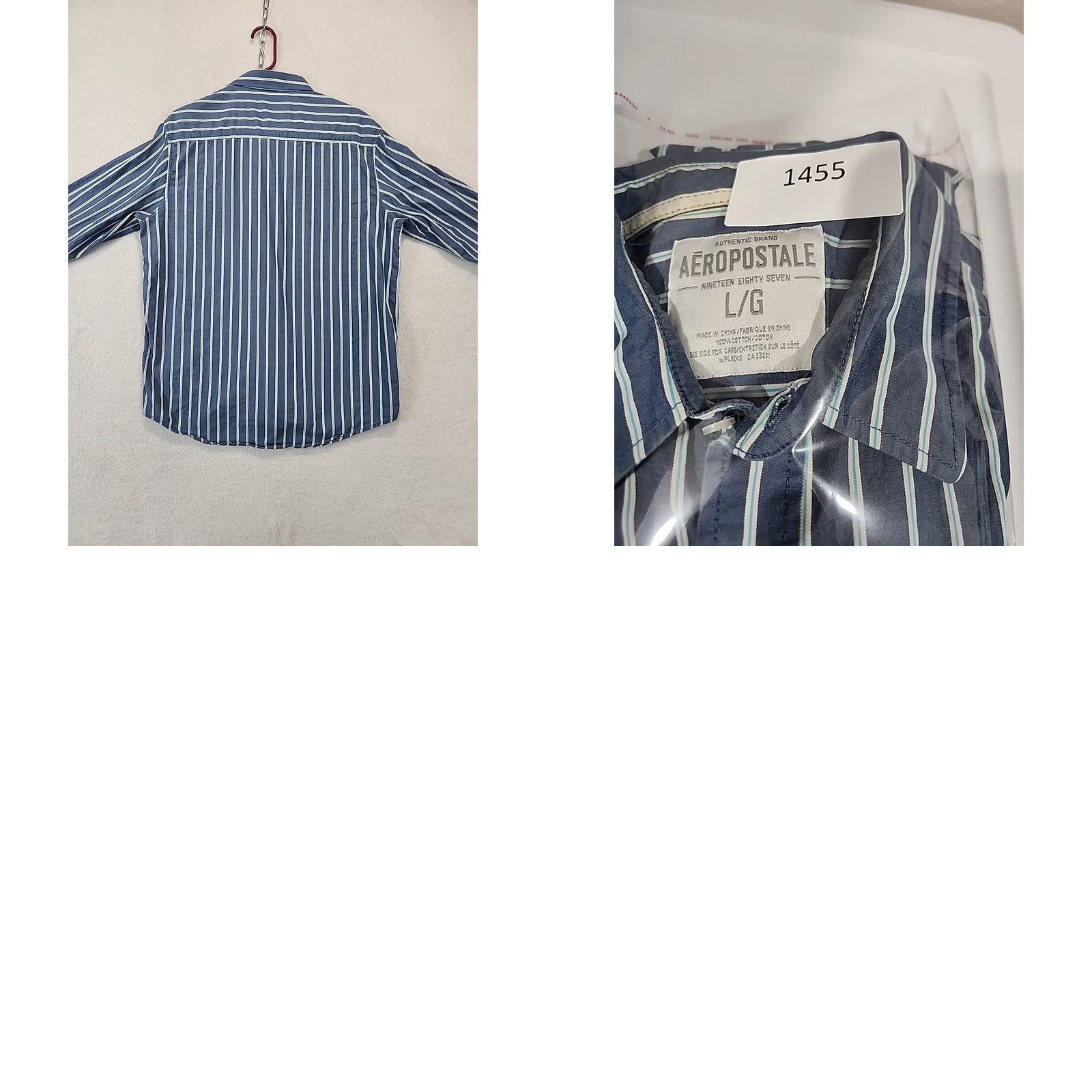 Vintage VINTAGE Aeropostale Long Sleeve Dress Shirt Mens L Blue Striped Preppy Office Academia Size 42R - 10 Thumbnail