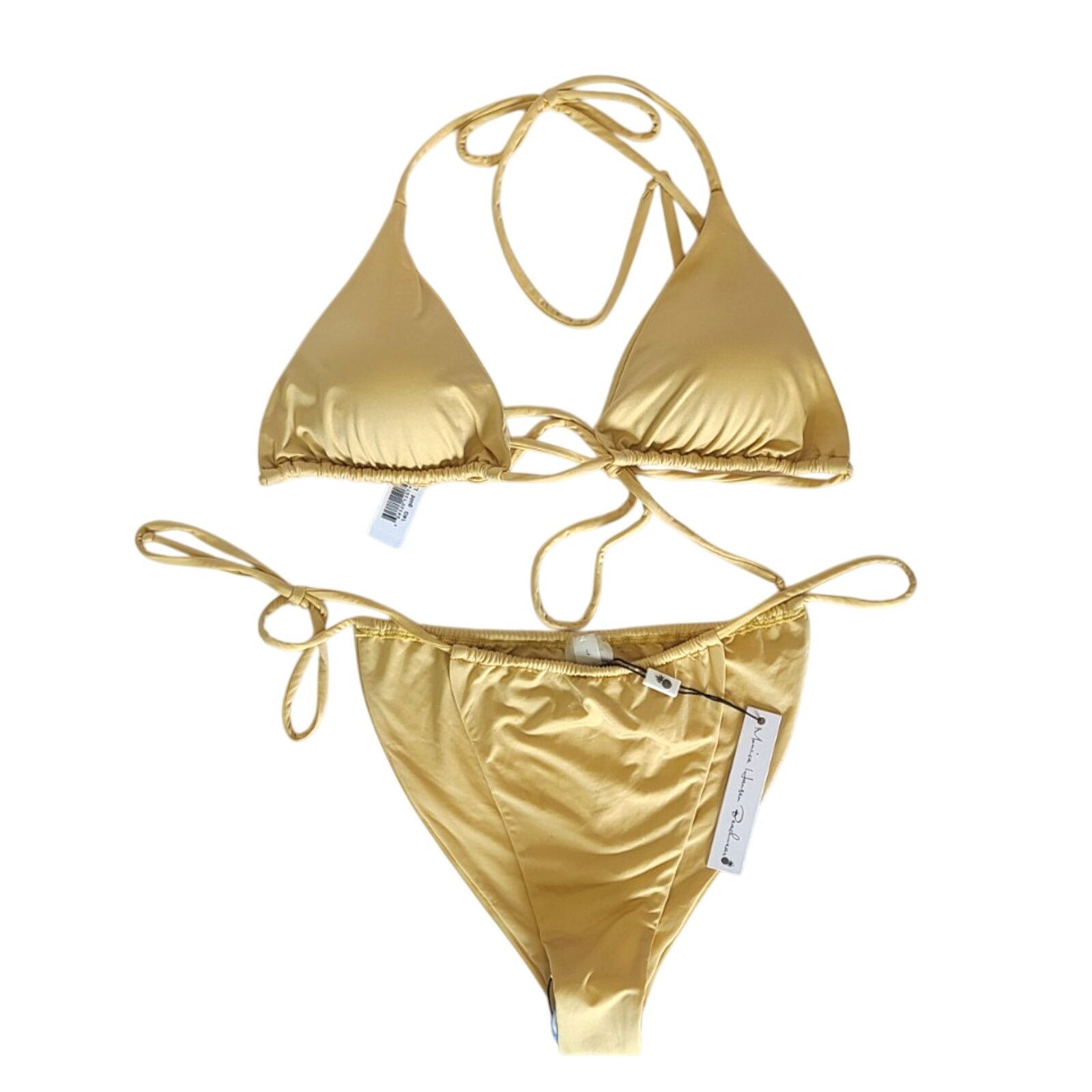 Other New W/Tags Monica Hansen Gold Bikini Top & Bottoms Set Large Size L / US 10 / IT 46 - 4 Thumbnail