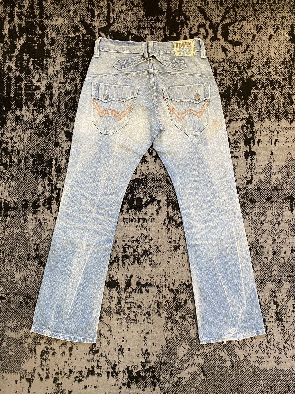 Edwin Edwin Japanese Brand Washed Patchwork Denim Jeans Size US 30 / EU 46 - 2 Thumbnail