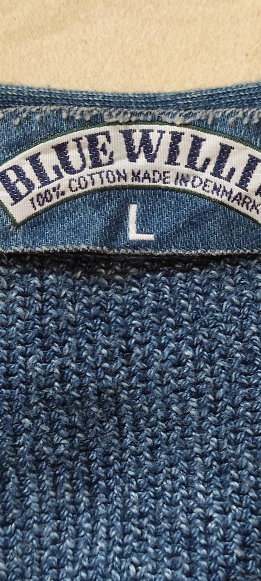 Vintage Blue Willis Spectacular Indigo Jean Denim Cable Cardigan XL Size US L / EU 52-54 / 3 - 7 Thumbnail