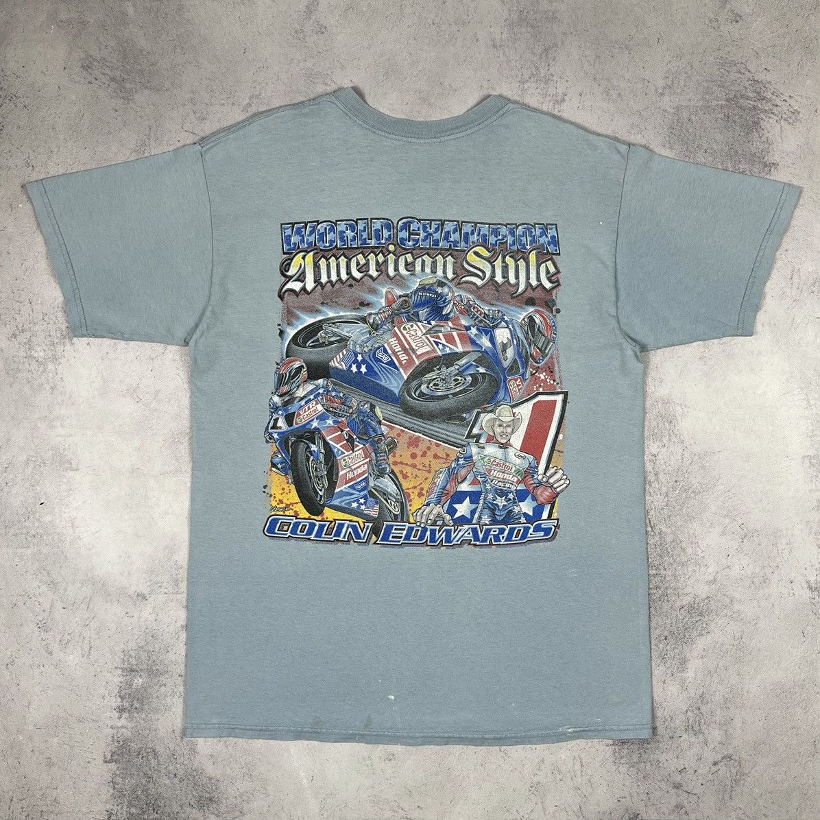 Vintage Vintage Colin Edwards World Champion Honda racing tee 00’s Size US L / EU 52-54 / 3 - 2 Thumbnail