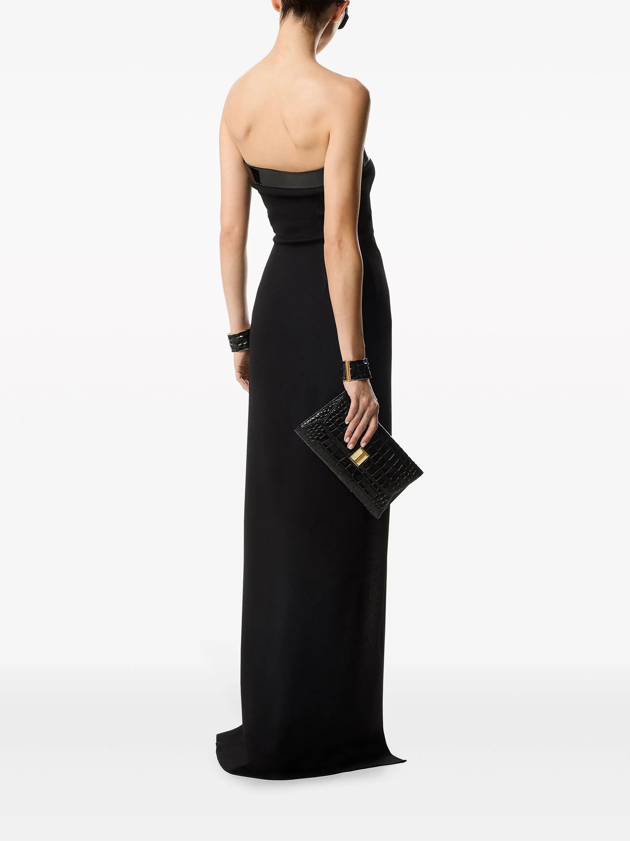 Tom Ford o1w1db10525 AB3340 Strapless Leather Trimmed Dress in Black Size XL / US 12-14 / IT 48-50 - 3 Thumbnail
