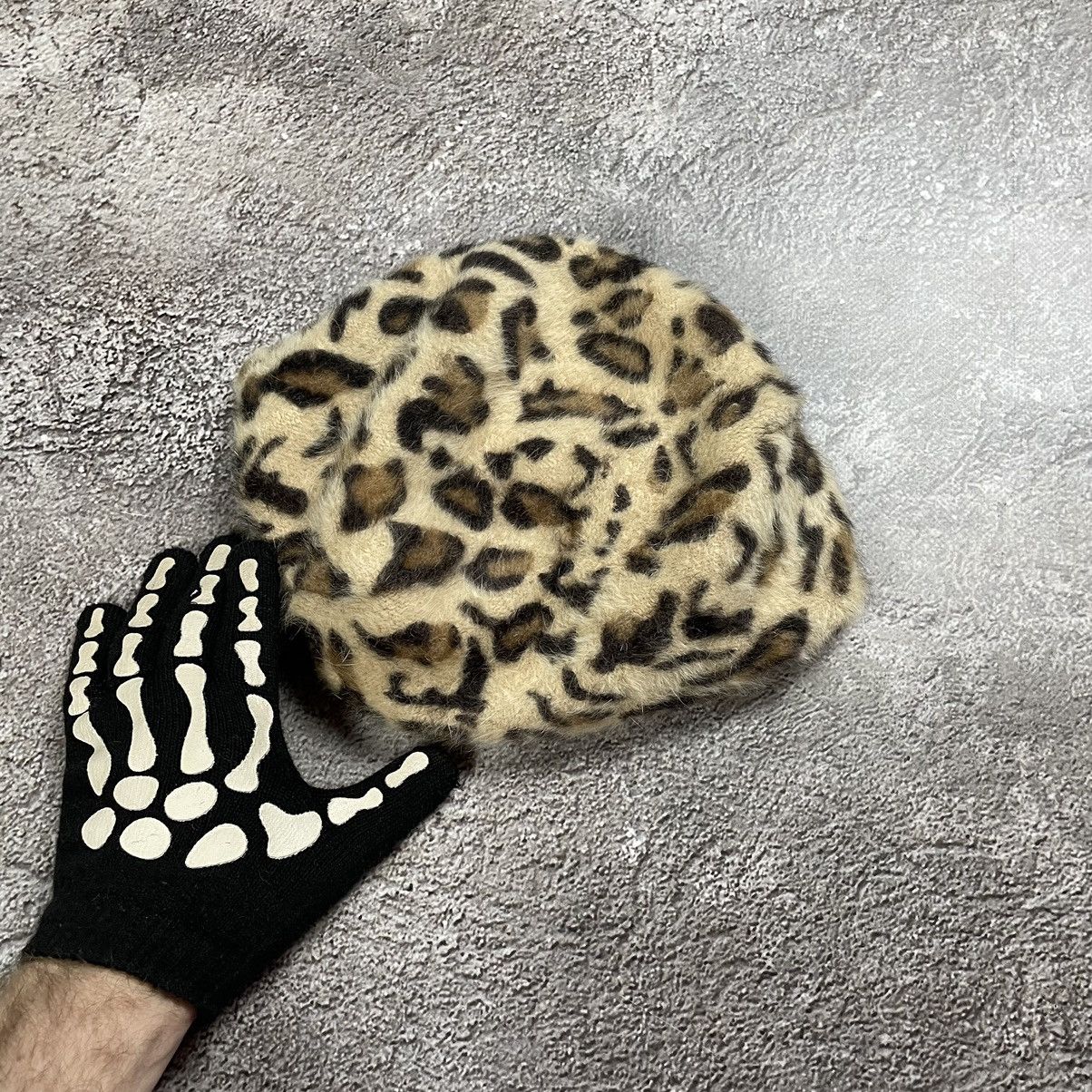 Vintage Vintage 90s Leopard Print Beanie Mohair Knit Grunge Slim OS Size ONE SIZE - 1 Thumbnail