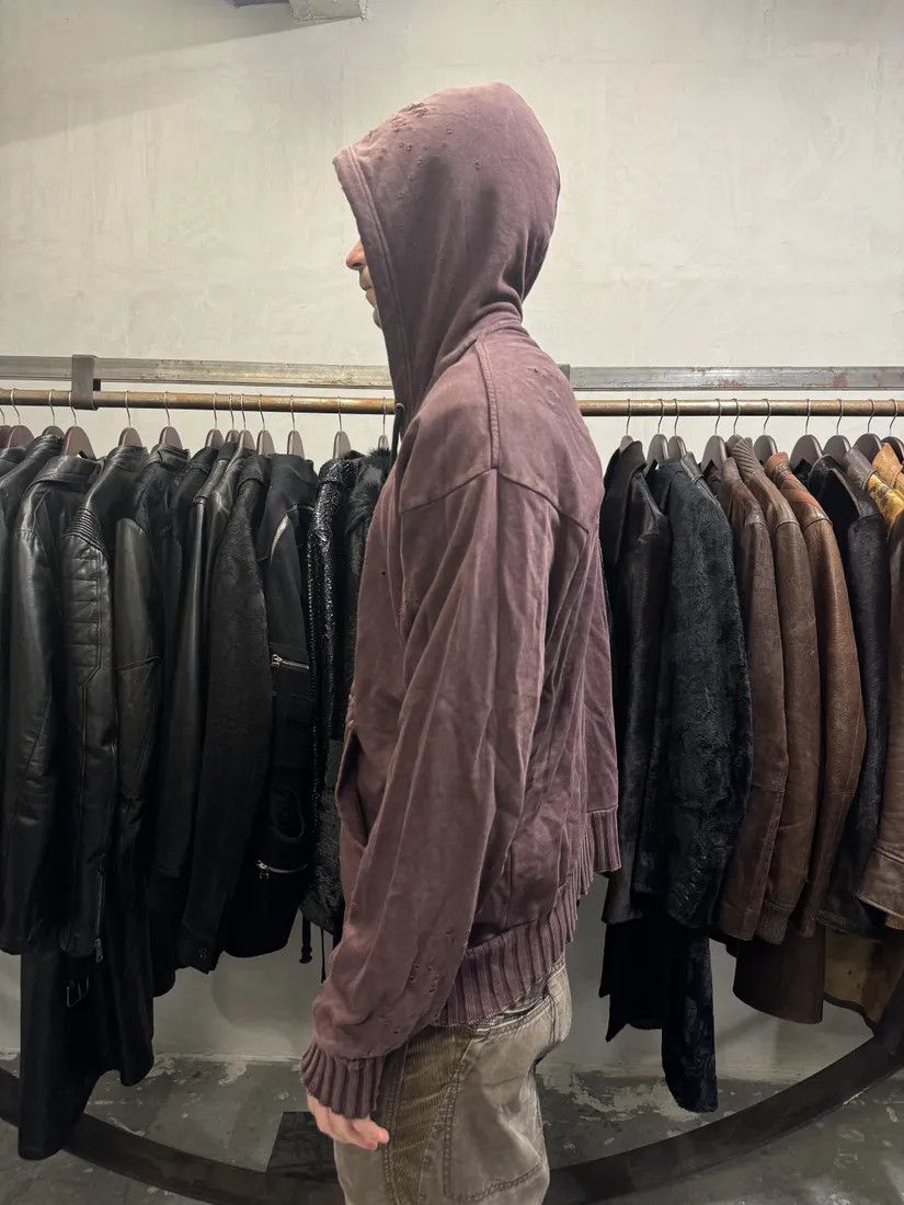 Diesel × Vintage Diesel Bordeaux Destroyed Zip-Up Hoodie Size US XL / EU 56 / 4 - 3 Thumbnail