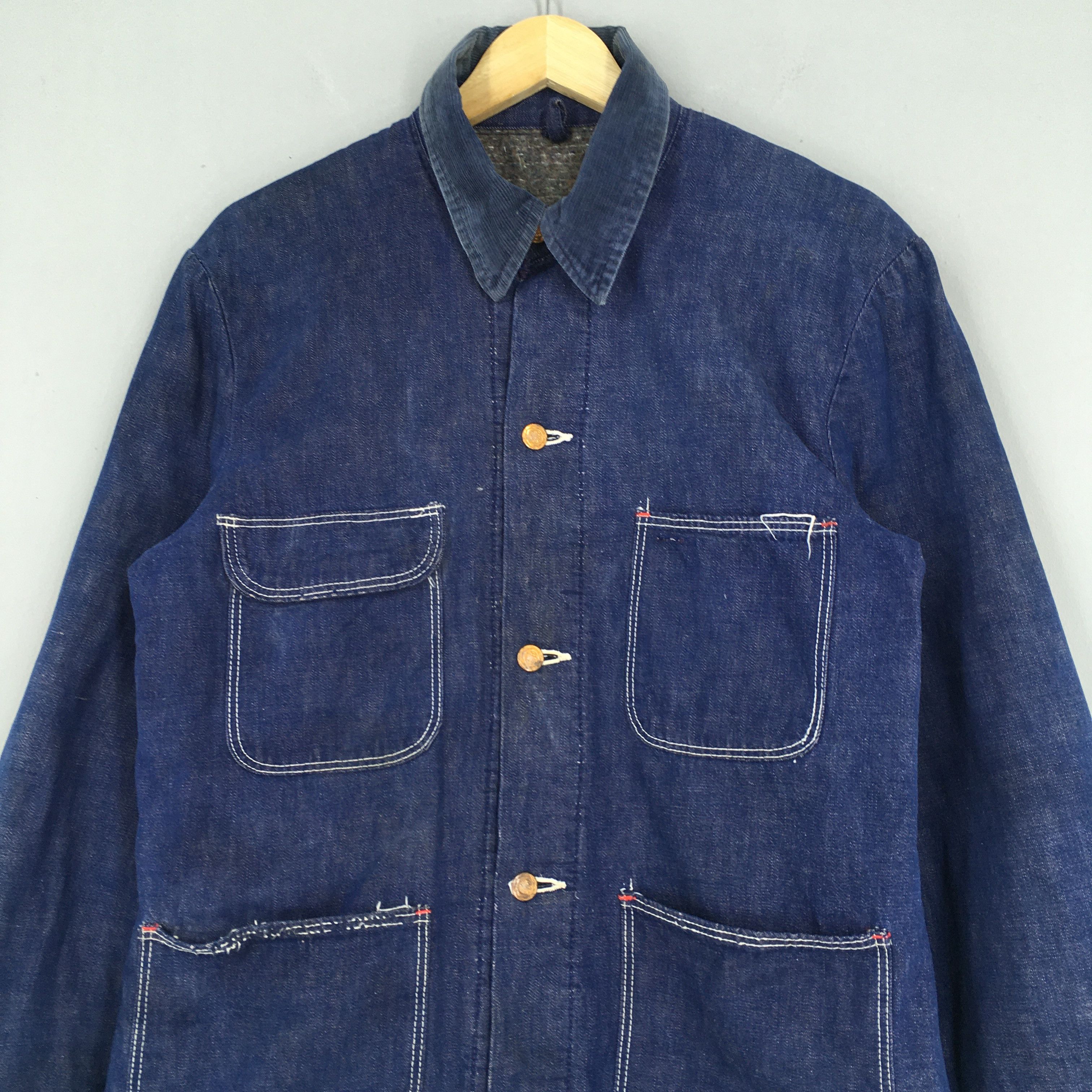 Wrangler Vintage 80s Wrangler Blue Chore Denim Jeans Jacket Medium Size US M / EU 48-50 / 2 - 2 Thumbnail