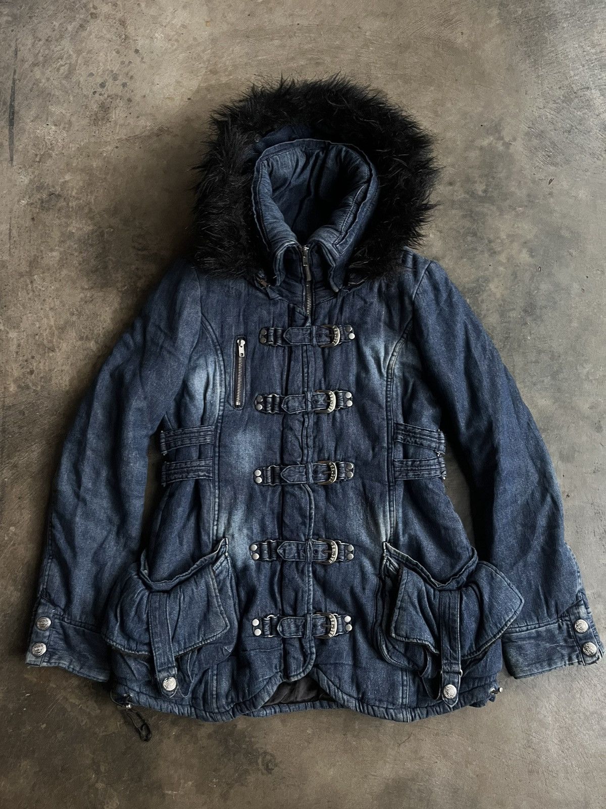 14th Addiction × KMRii × Yasuyuki Ishii Vintage Backs Bono Gothic Bondage Boa Fur Hooded Jacket Punk Size US S / EU 44-46 / 1 - 1 Thumbnail